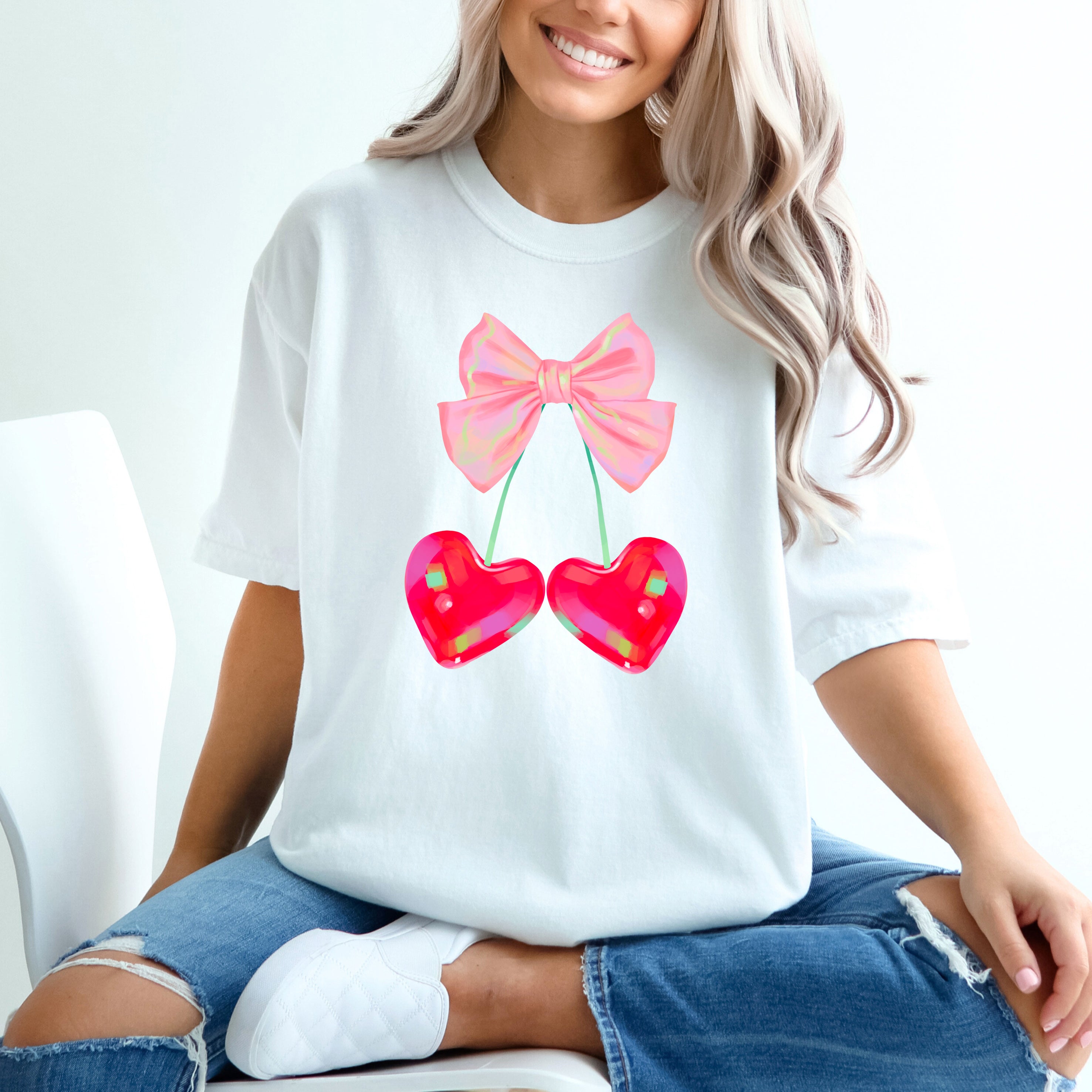 Heart Cherries Coquette | Garment Dyed Tee
