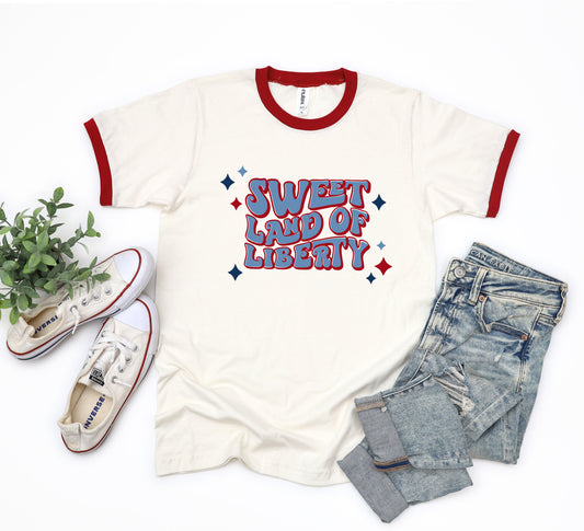 Sweet Land Of Liberty Retro | Ringer Tee