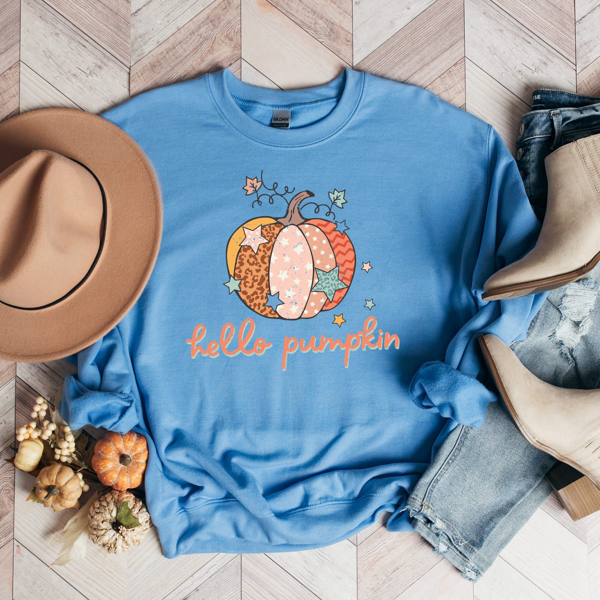 Hello Pumpkin Colorful Stars | Sweatshirt