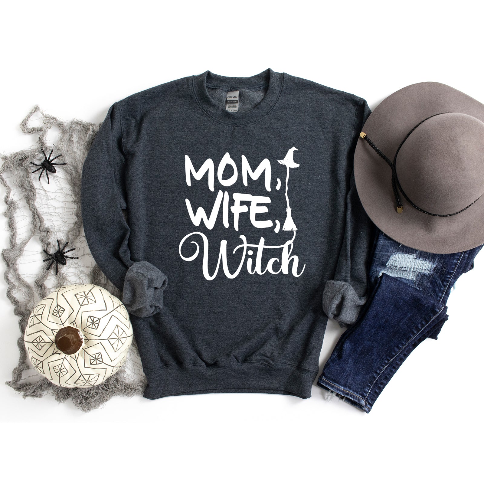 Mom Wife Witch Cursive | Sweatshirt