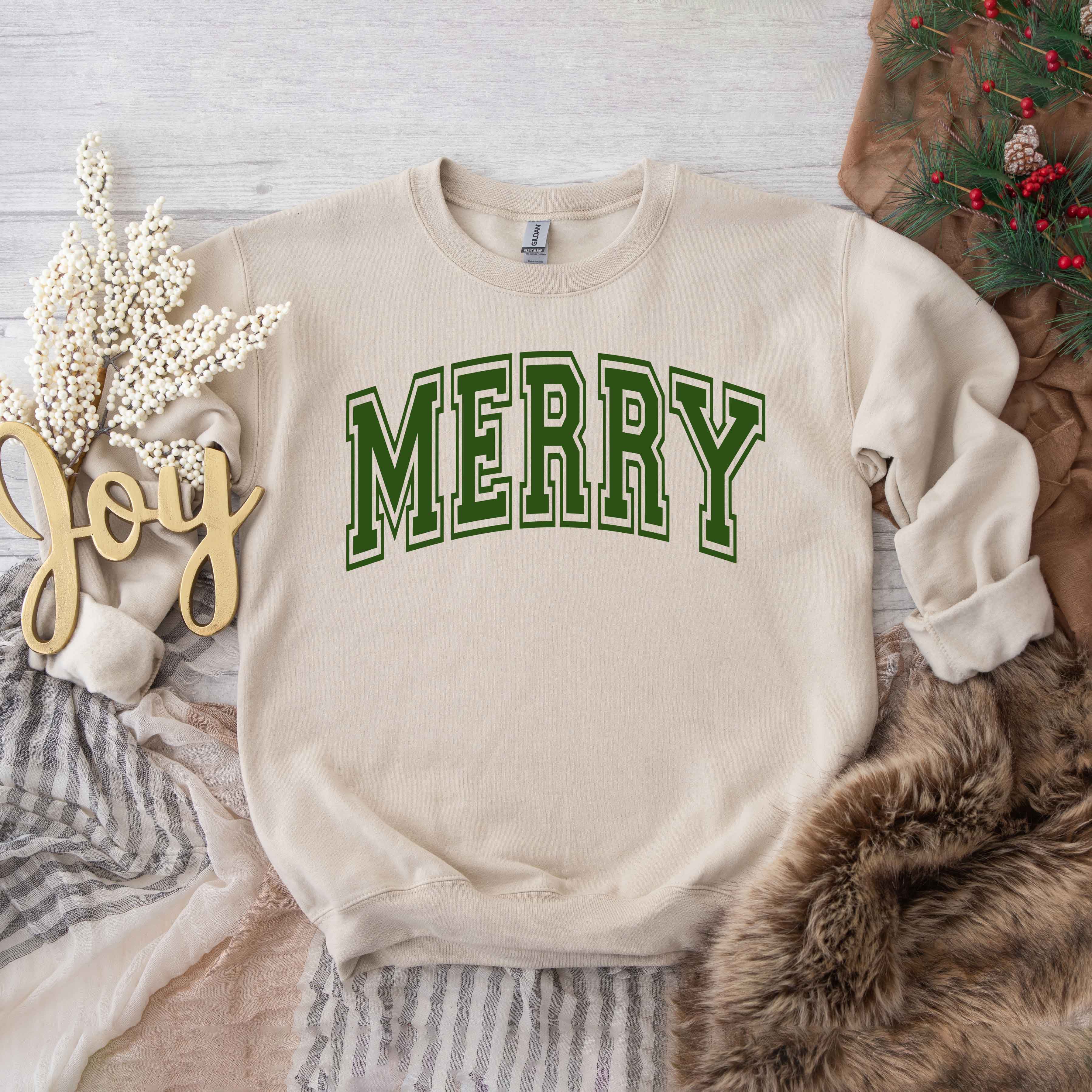 Merry Varsity Thick Outline | Sweatshirt