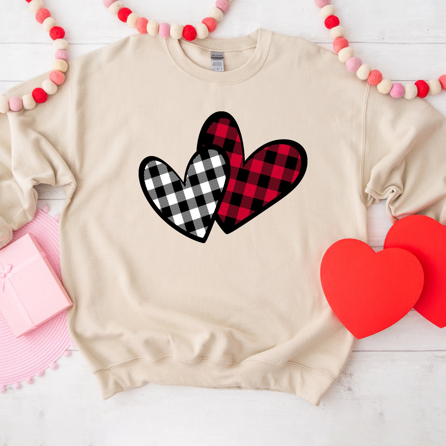 Buffalo Plaid Hearts | Sweatshirt