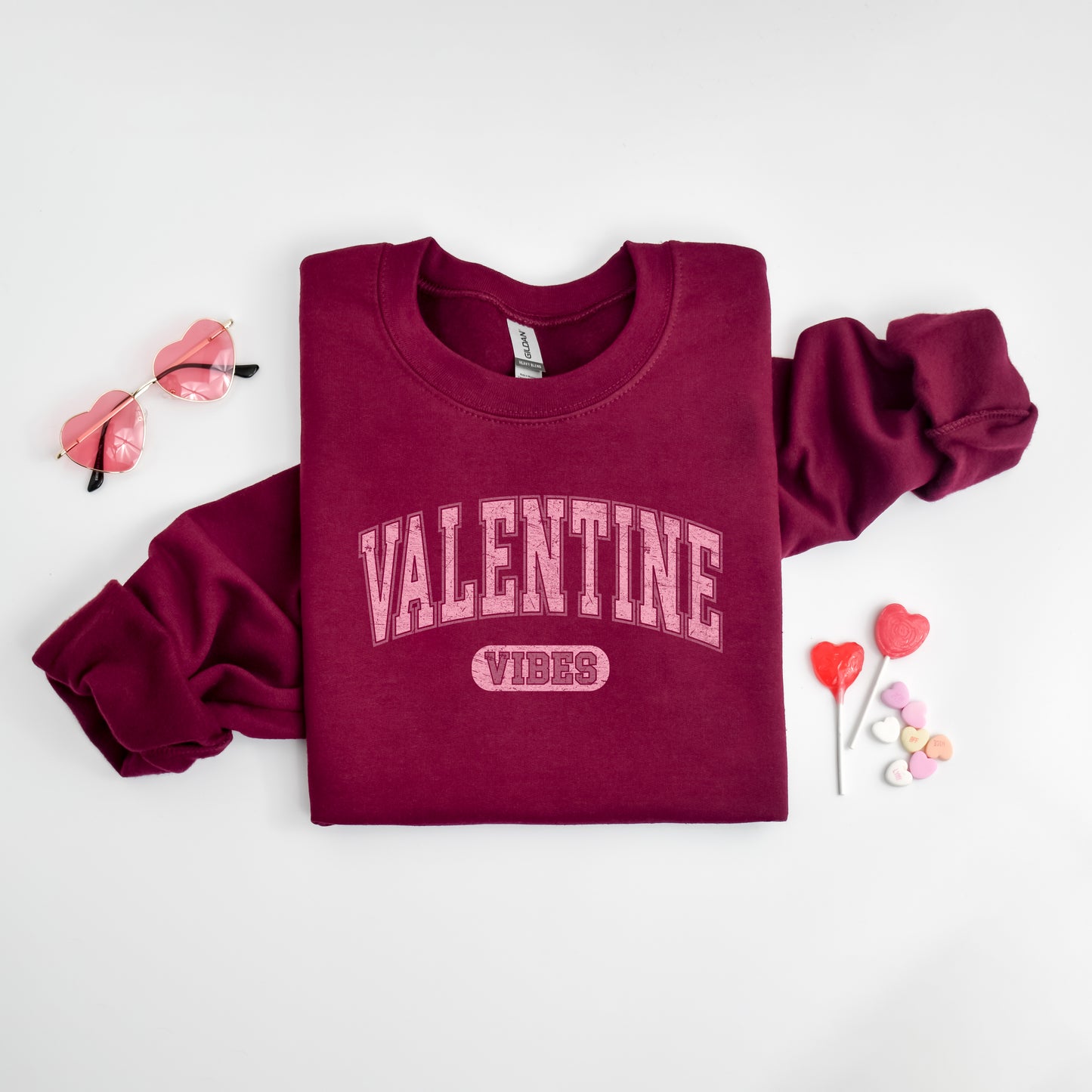 Valentine Vibes Distressed | Sweatshirt