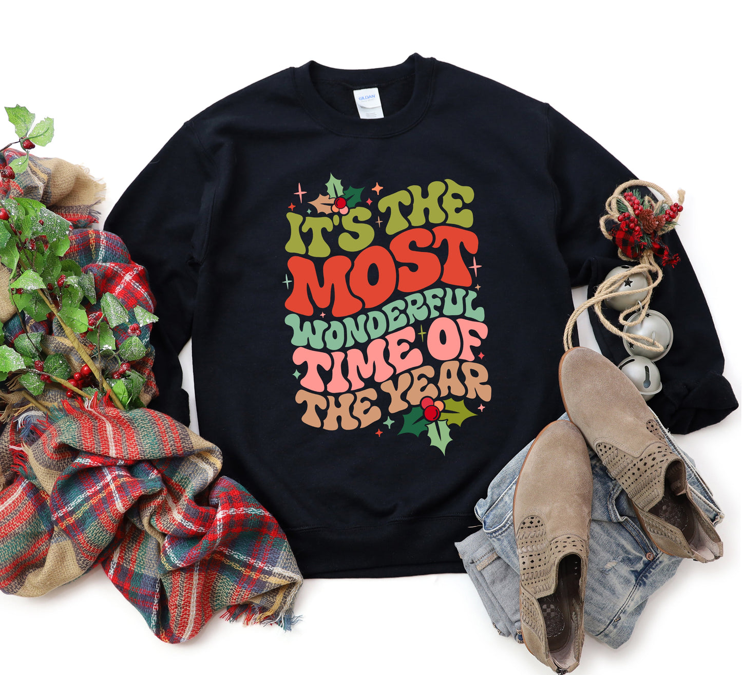 Clearance Most Wonderful Time Of The Year Holly | Sweatshirt