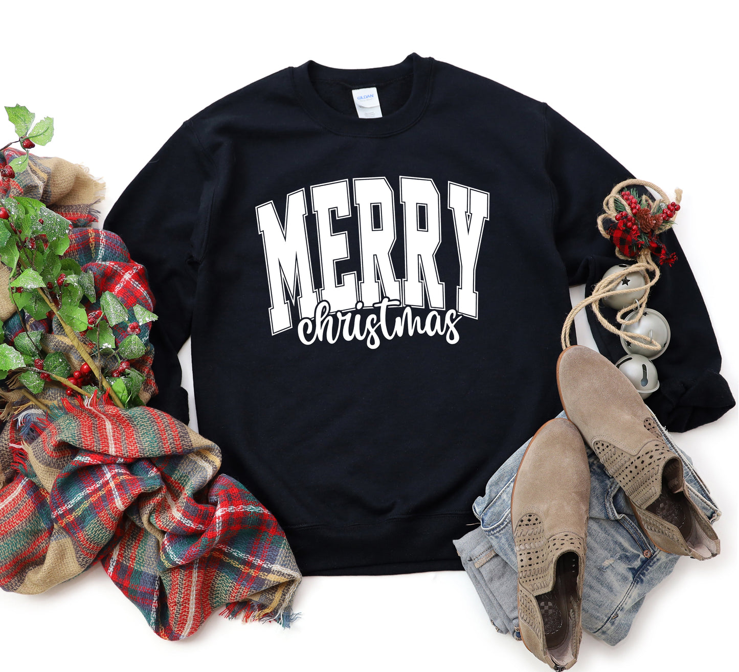 Clearance Merry Christmas Cursive Bold | Sweatshirt