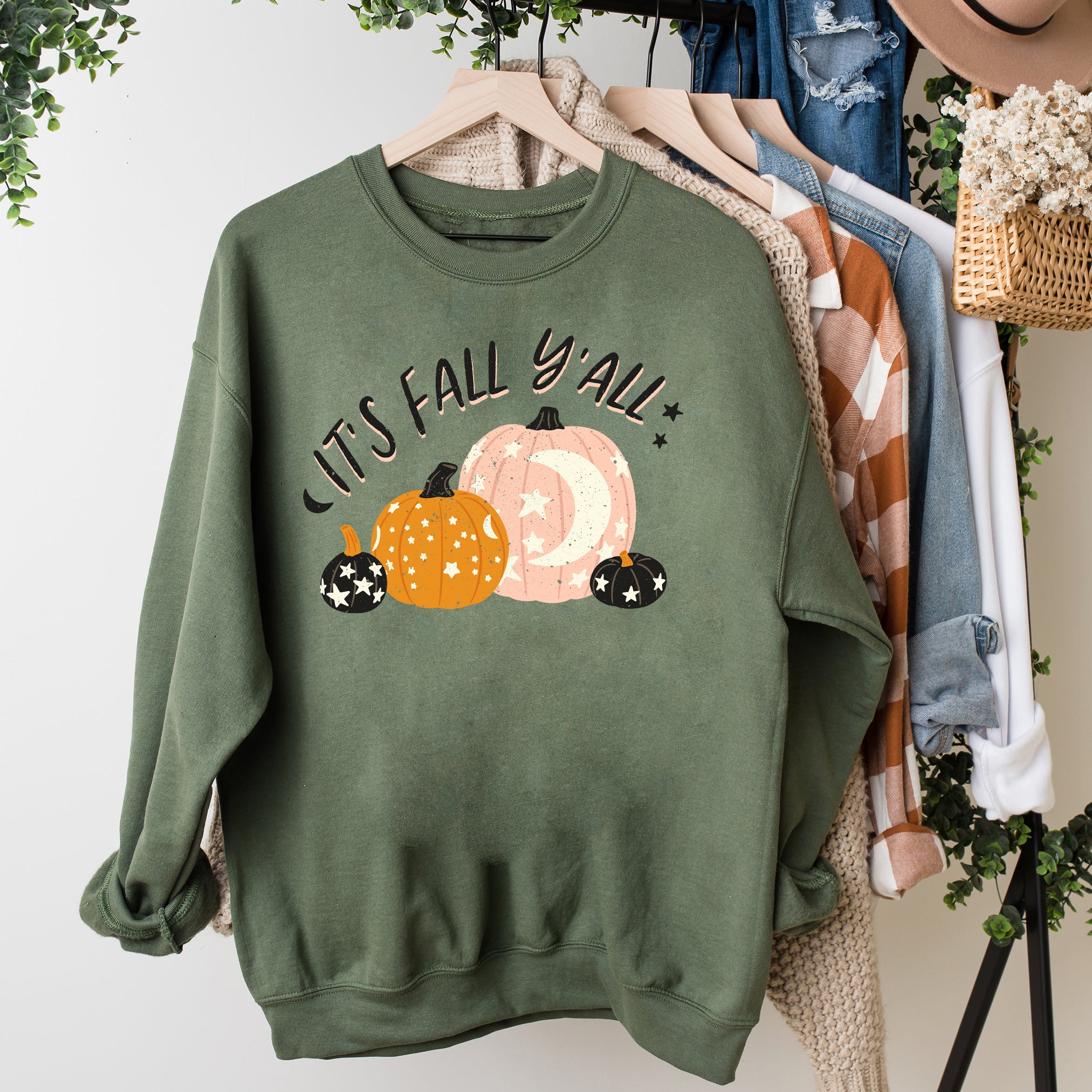 Boho It's Fall Y'all Pumpkins | Sweatshirt