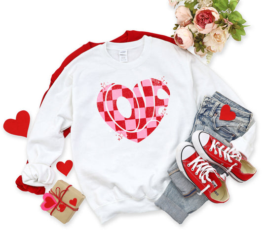 Love Checkered Puzzle Heart | Sweatshirt