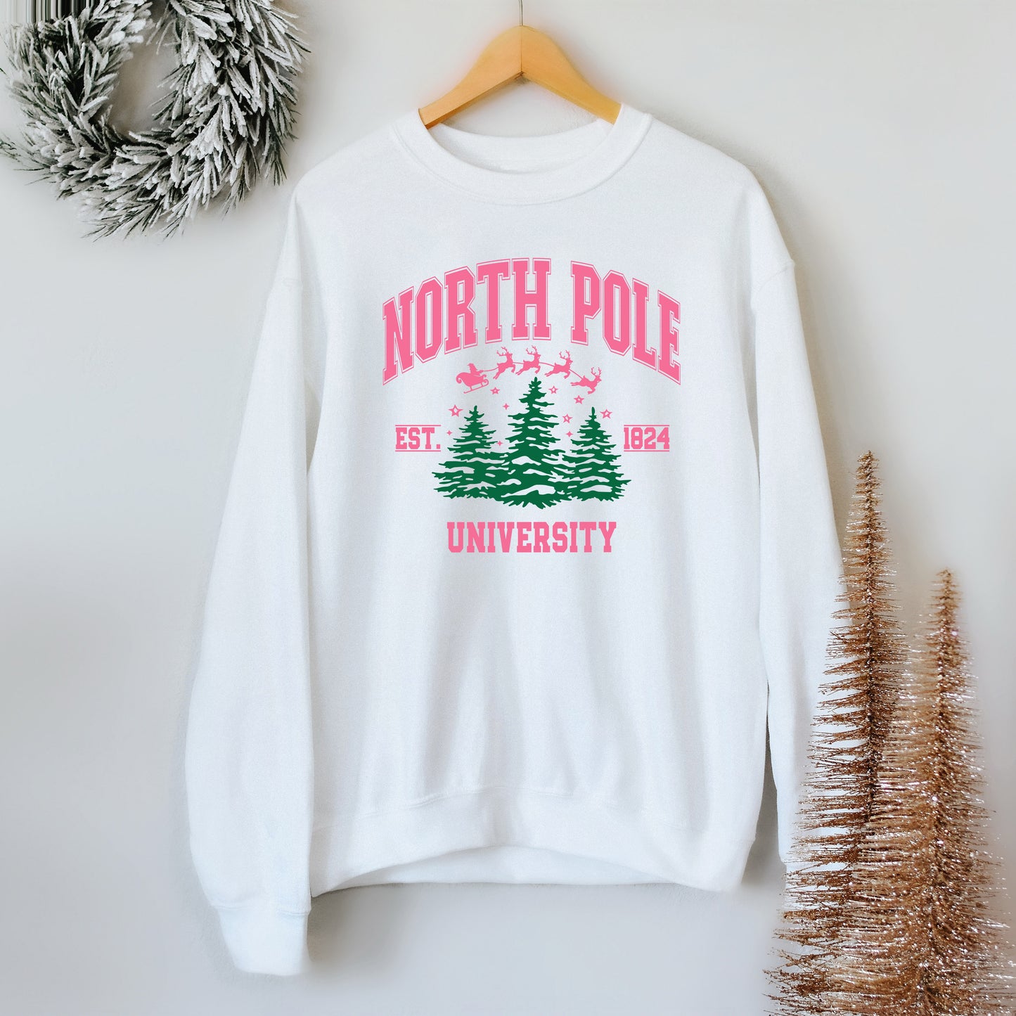 North Pole University Pink Trees | Sweatshirt