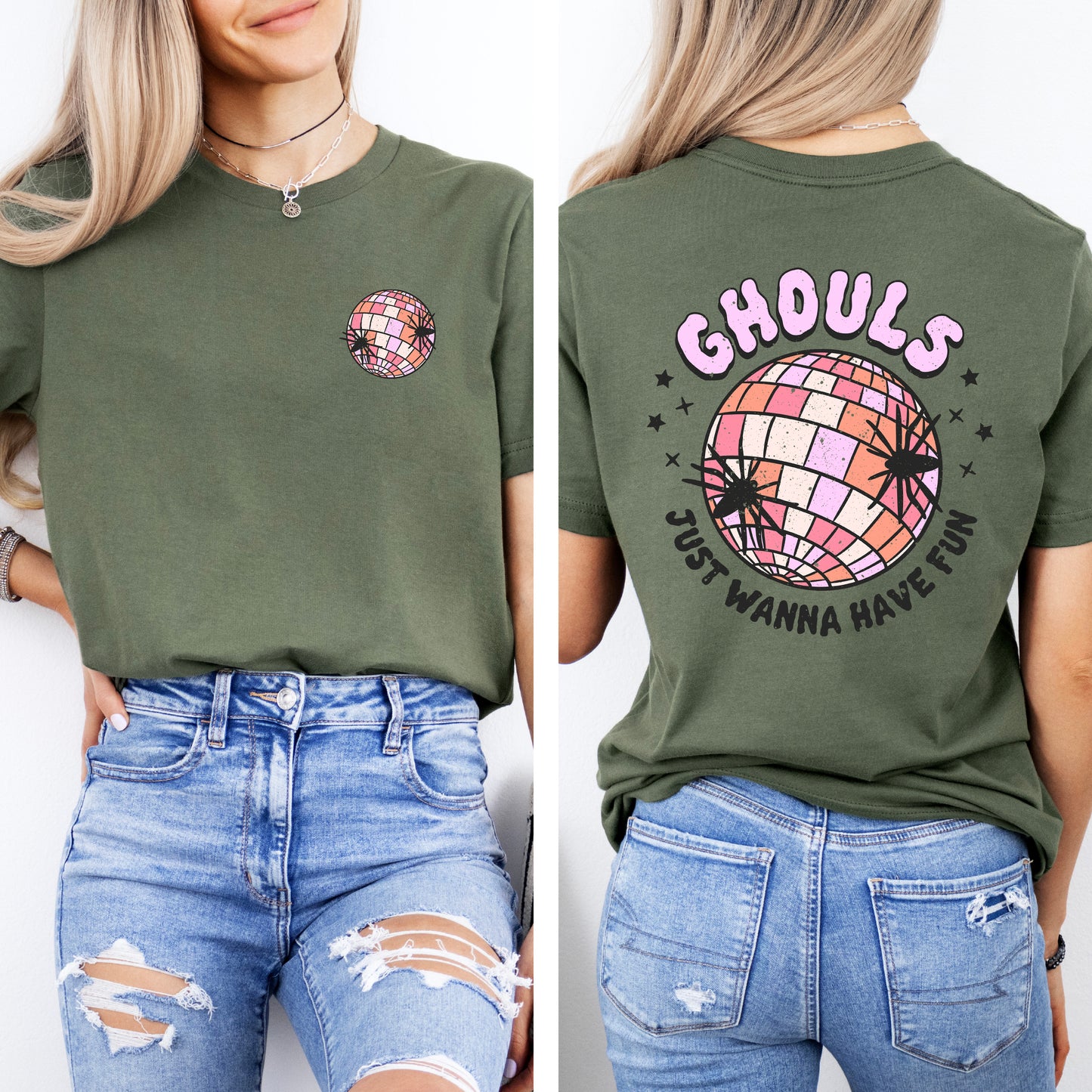 Ghouls Disco Ball | Front & Back Short Sleeve Graphic Tee