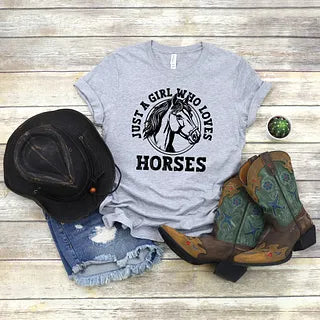 Girl Who Loves Horses Circle |Short Sleeve Crew Neck