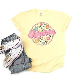 Mama Flowers Circle | Garment Dyed Tee