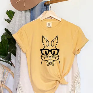 Bunny Face With Bowtie | Garment Dyed Short Sleeve Tee