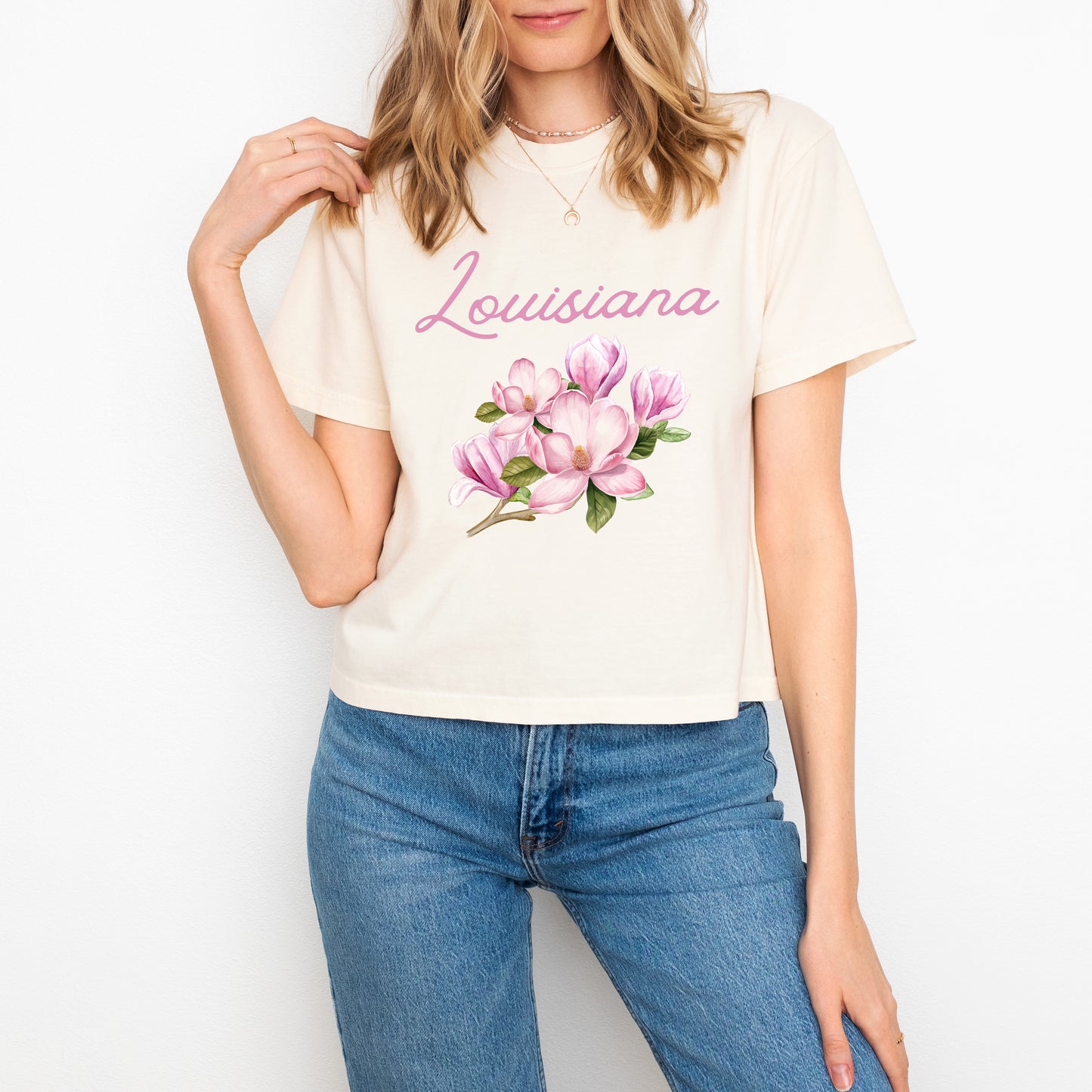 Louisiana Flower Colorful | Relaxed Fit Cropped Tee