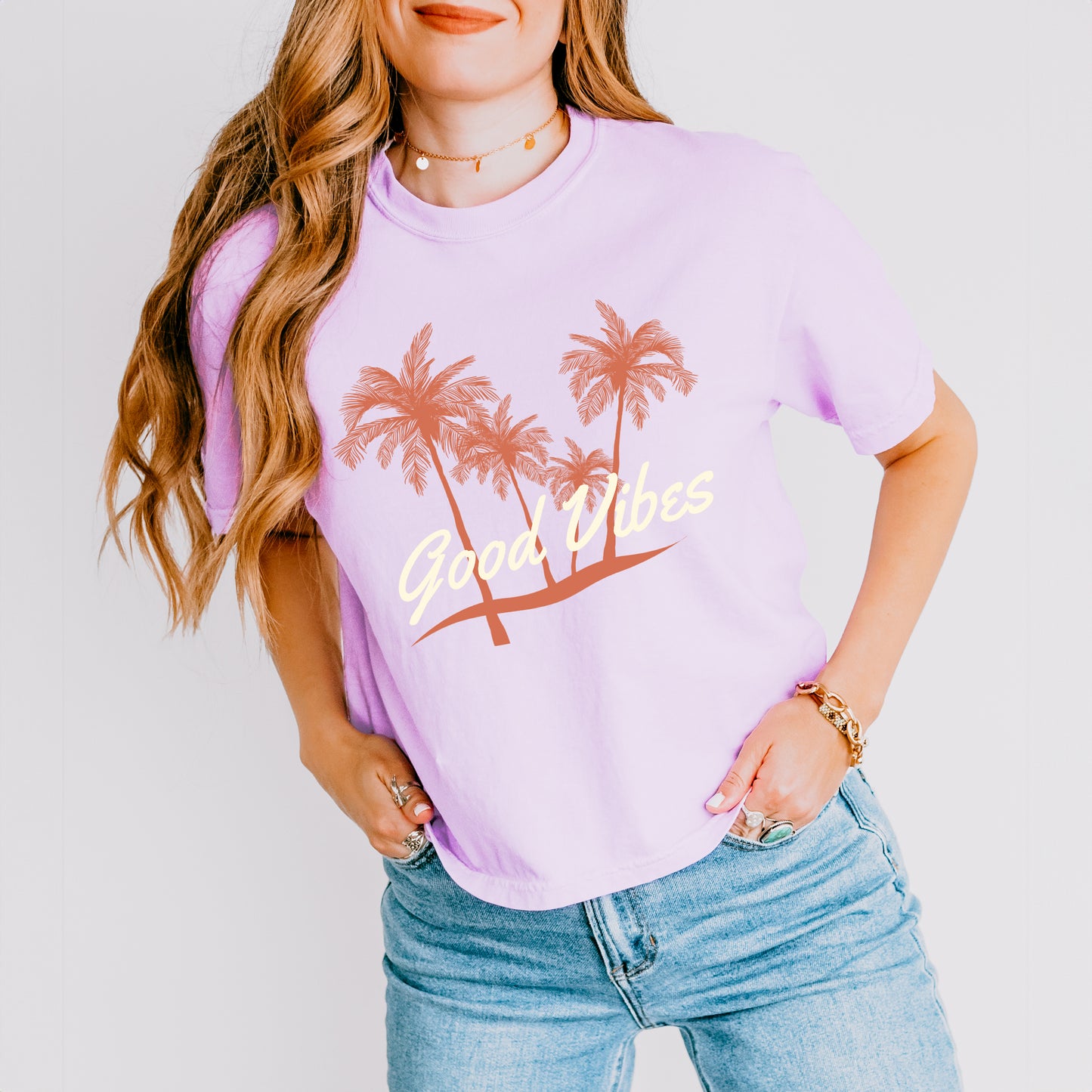 Good Vibes Palm Trees | Relaxed Fit Cropped Tee