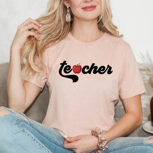 Teacher Bold Apple | Short Sleeve Graphic Tee