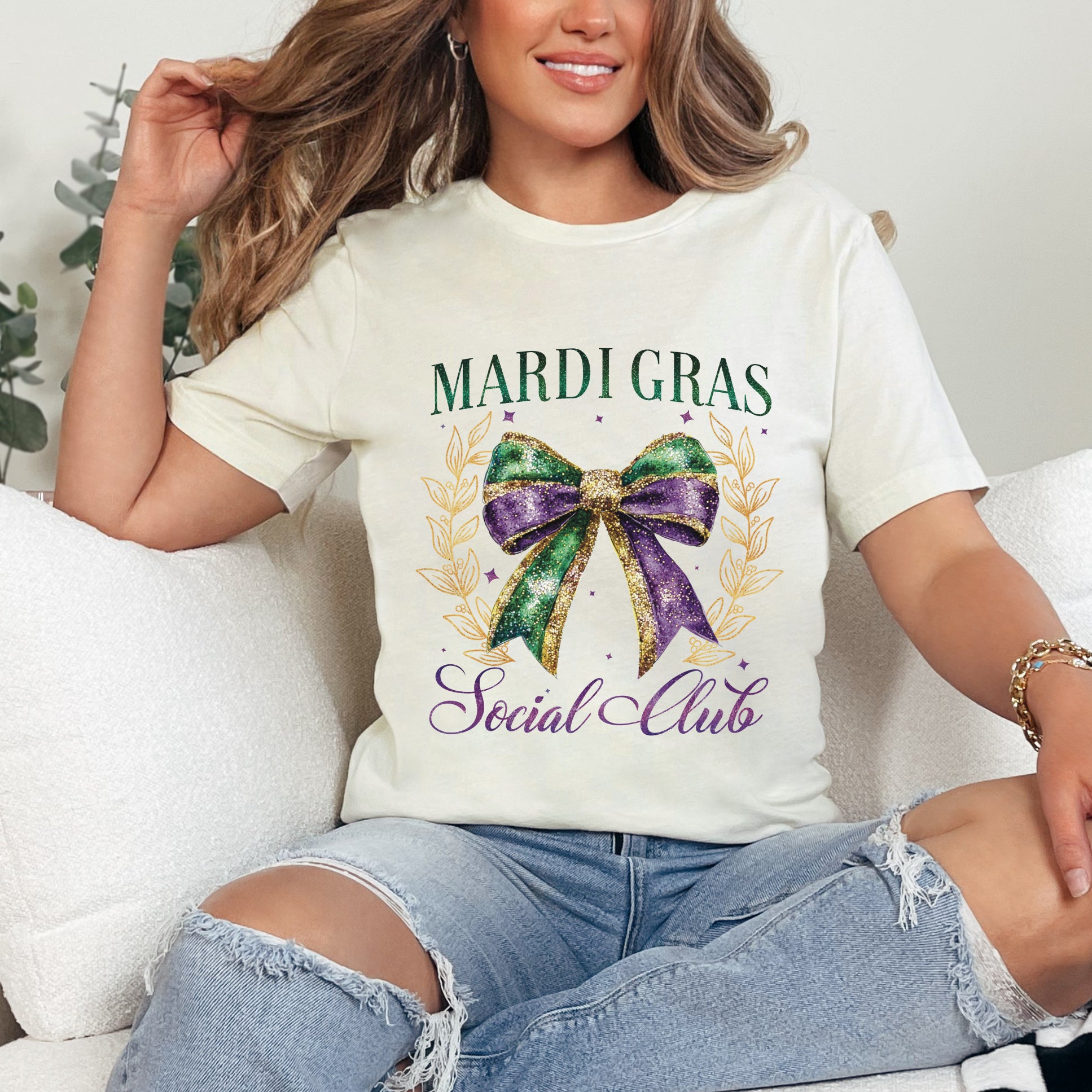 Coquette Mardi Gras Social Club | Short Sleeve Crewneck