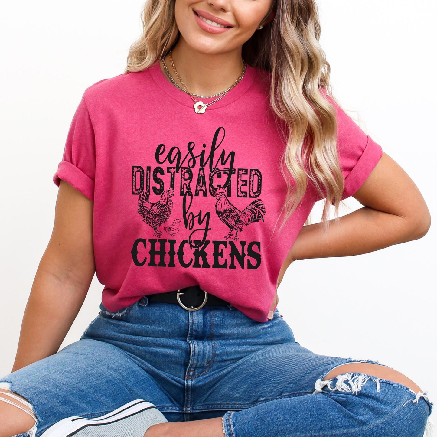 Distracted By Chickens | Short Sleeve Graphic Tee