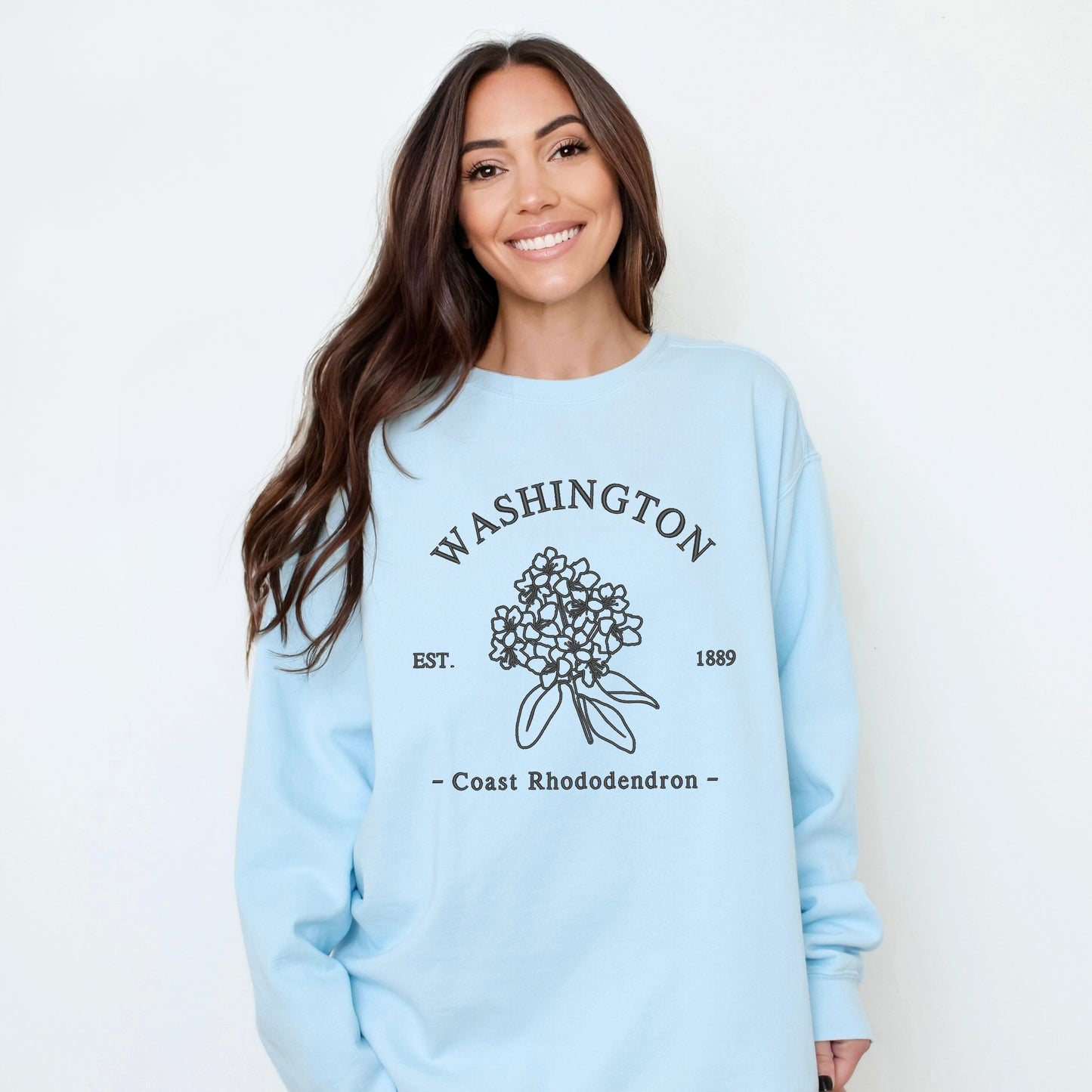Embroidered Washington Coast Flower | Garment Dyed Sweatshirt