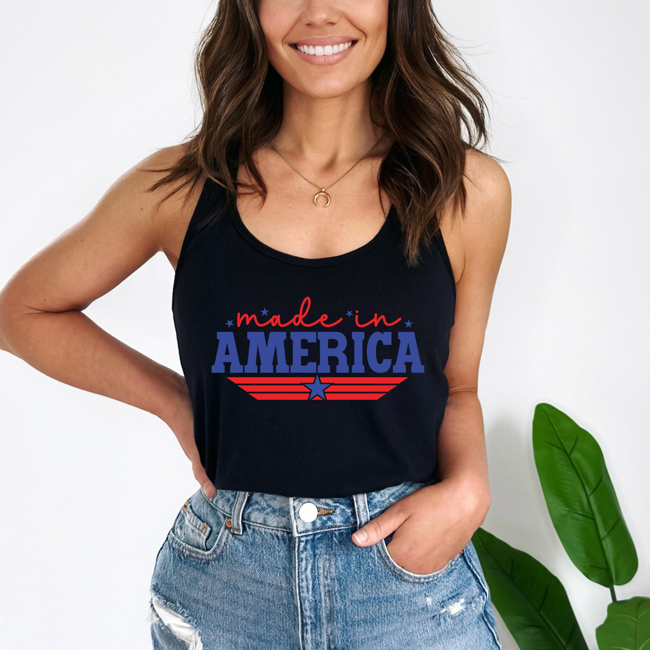 Made In America Stripes | Racerback Tank