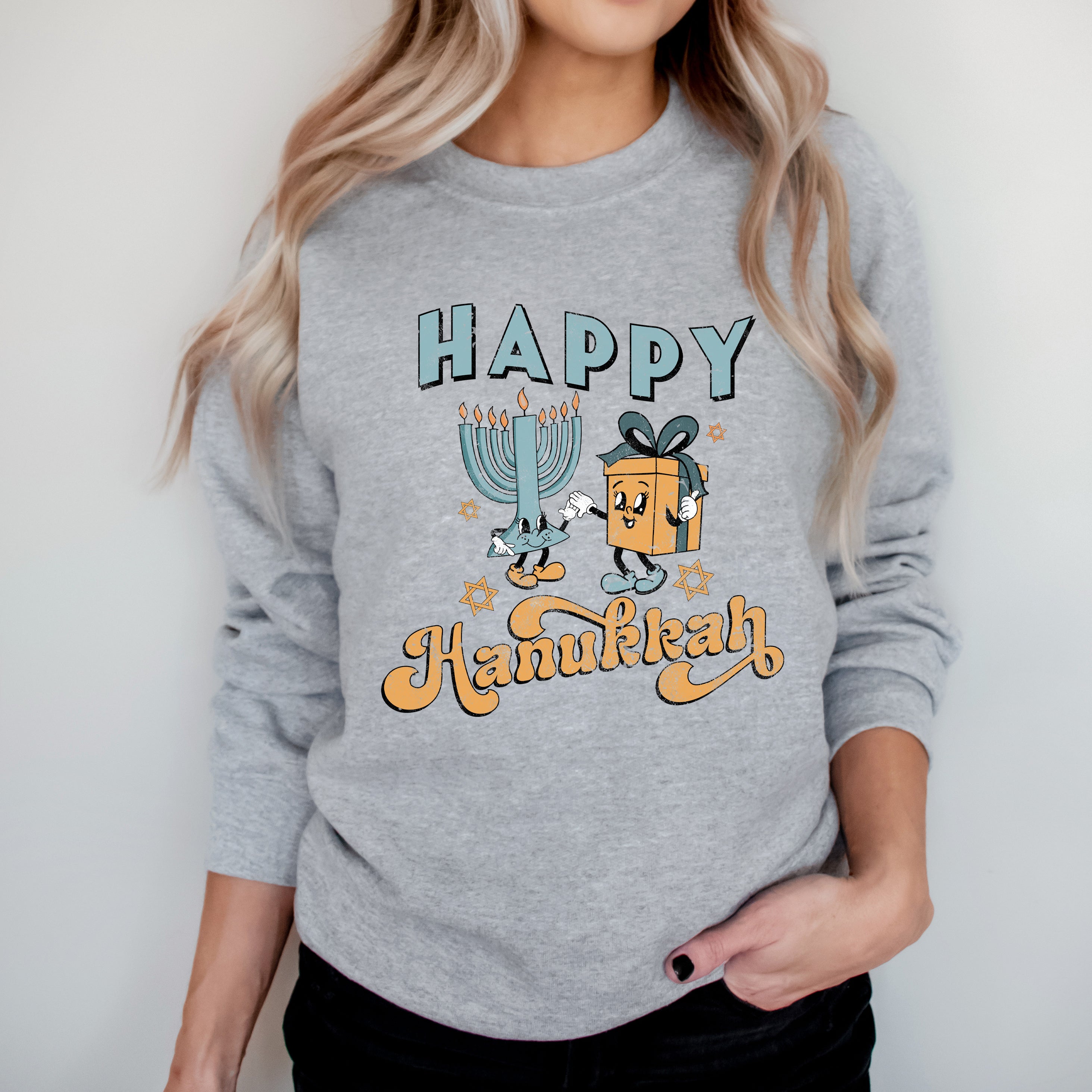 Happy Hanukkah Distressed | Sweatshirt