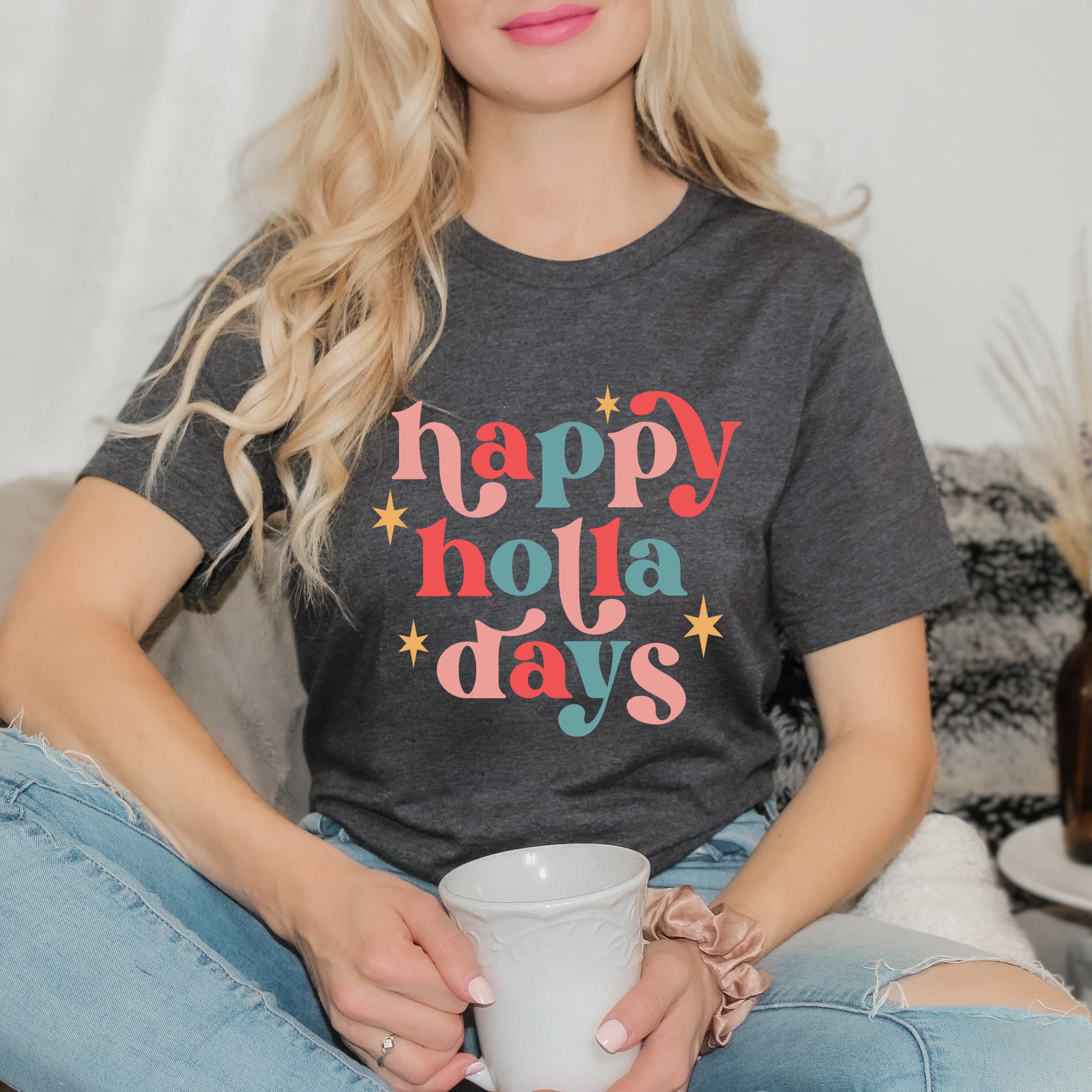 Happy Holla Days Colorful | Short Sleeve Crew Neck