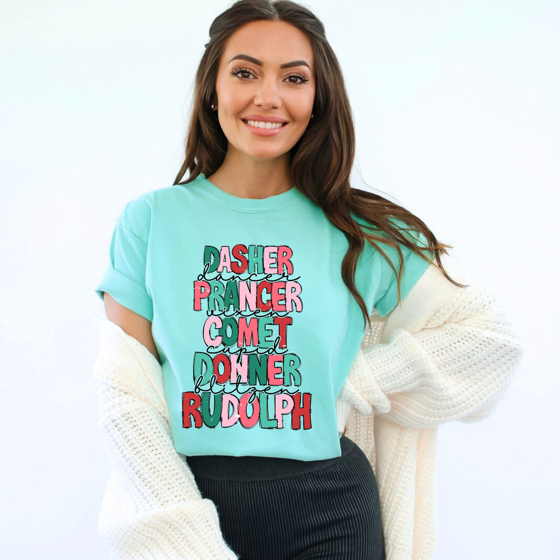 Reindeer Stacked | Garment Dyed Tee