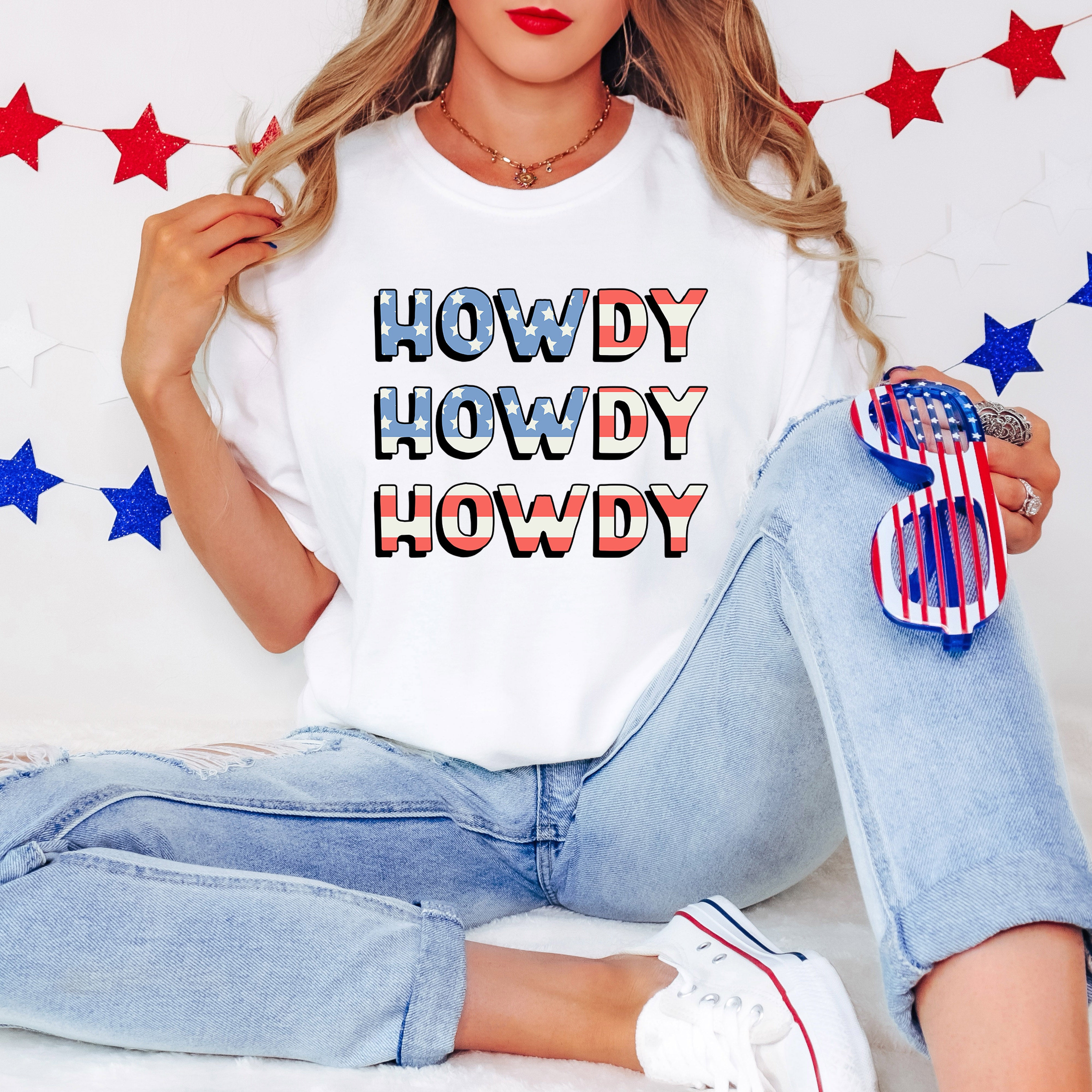 Howdy Flag Stacked | Garment Dyed Short Sleeve Tee