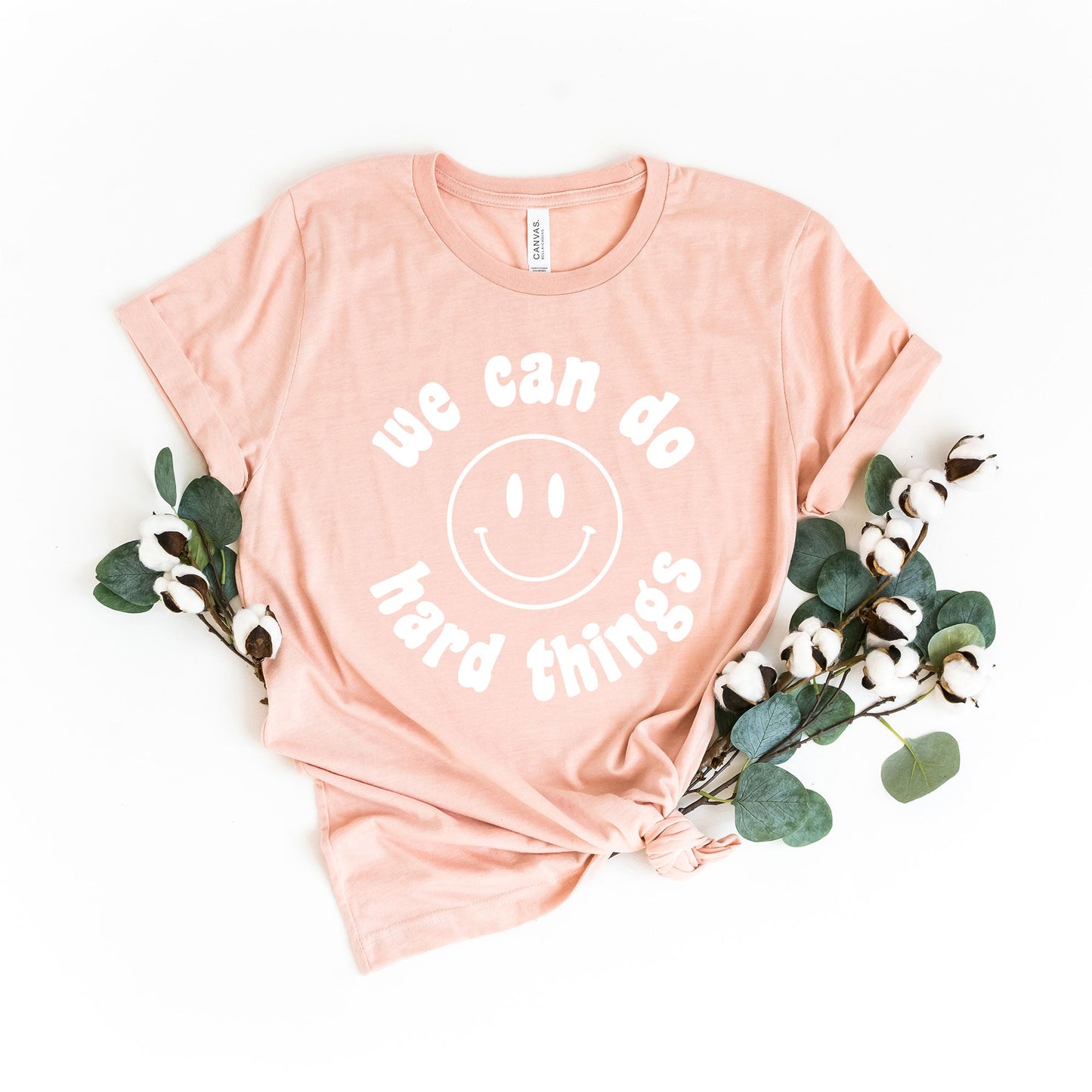 Clearance We Can Do Hard Things Smiley Face | Short Sleeve Graphic Tee