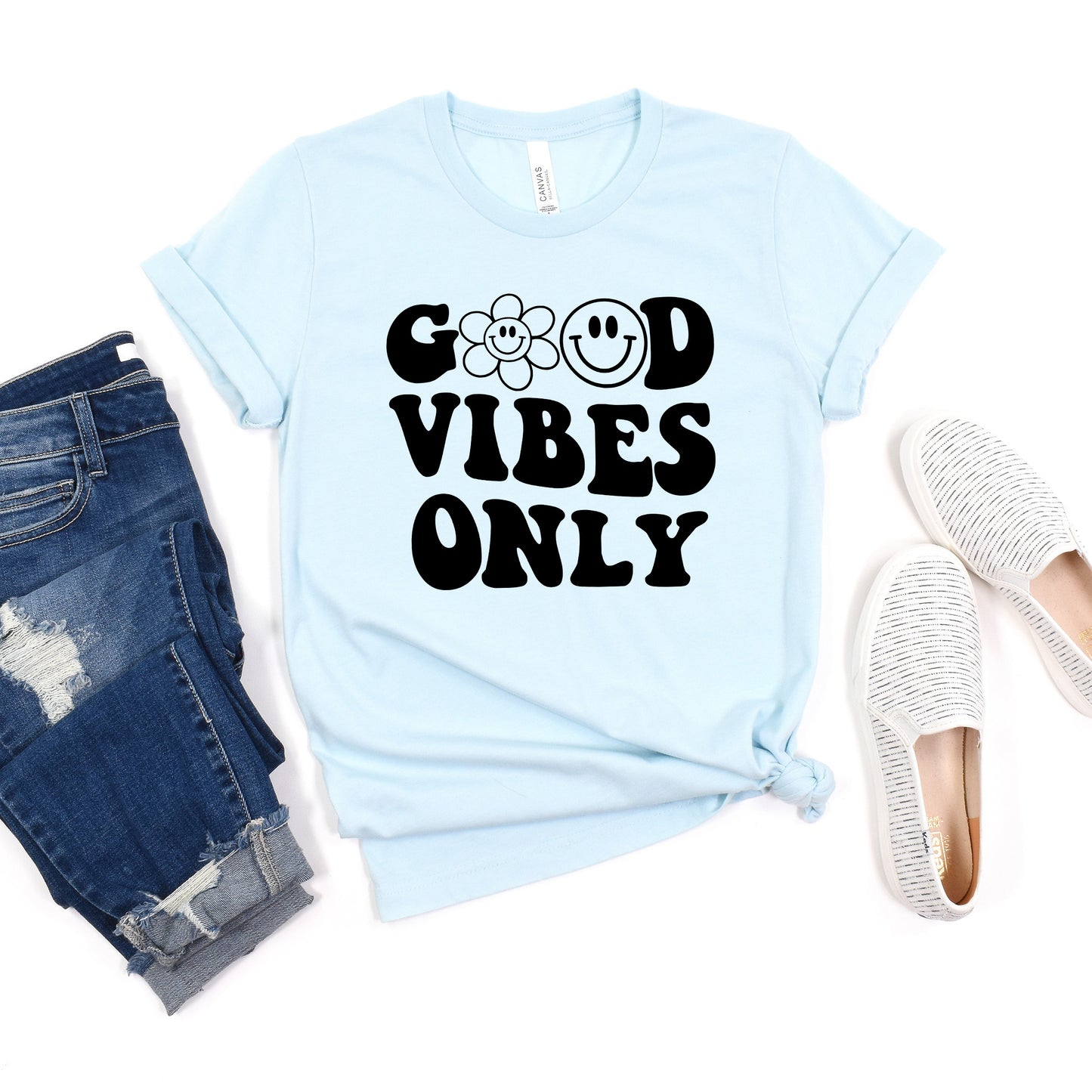 Good Vibes Only Smiley Face | Short Sleeve Graphic Tee