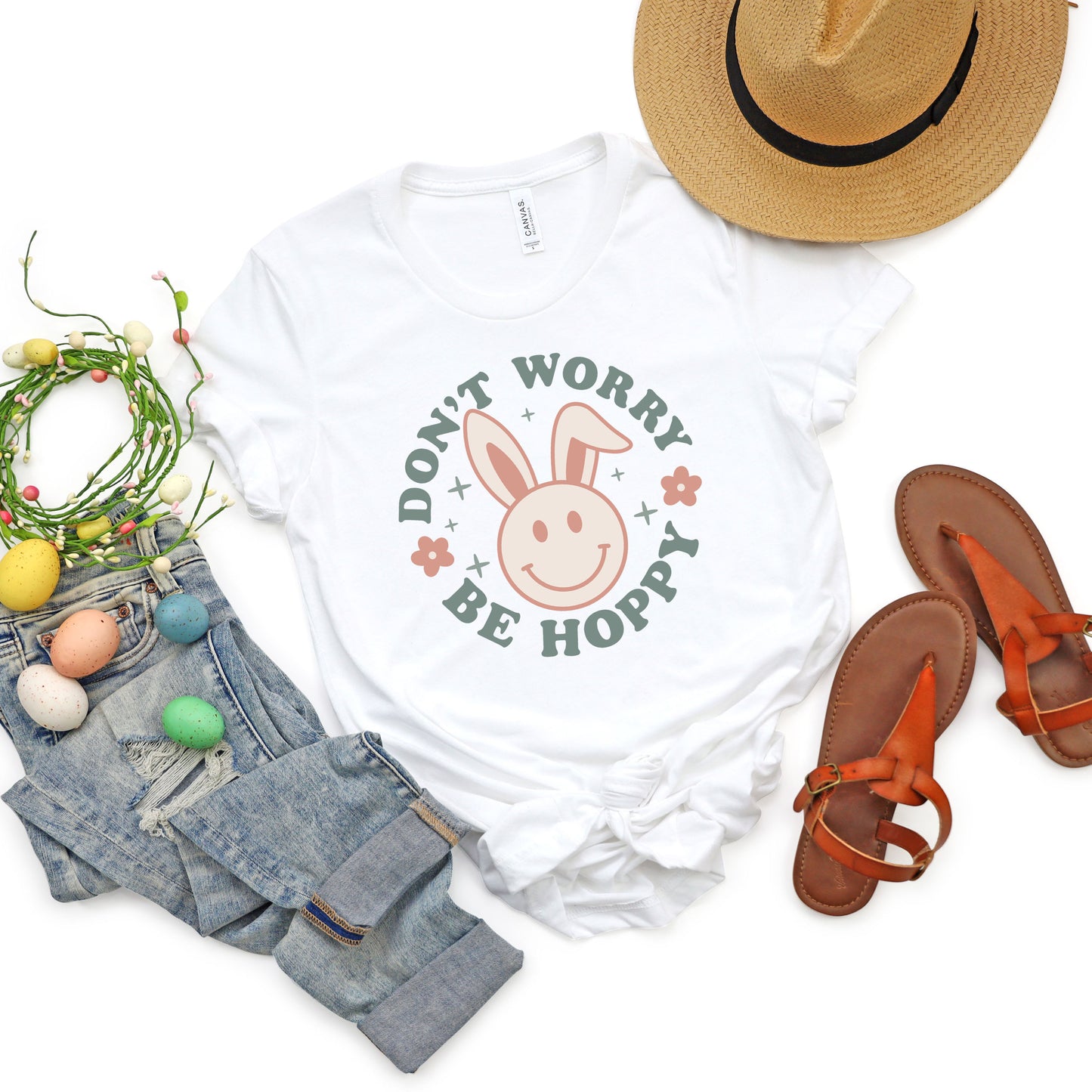 Be Hoppy Smiley Bunny | Short Sleeve Graphic Tee