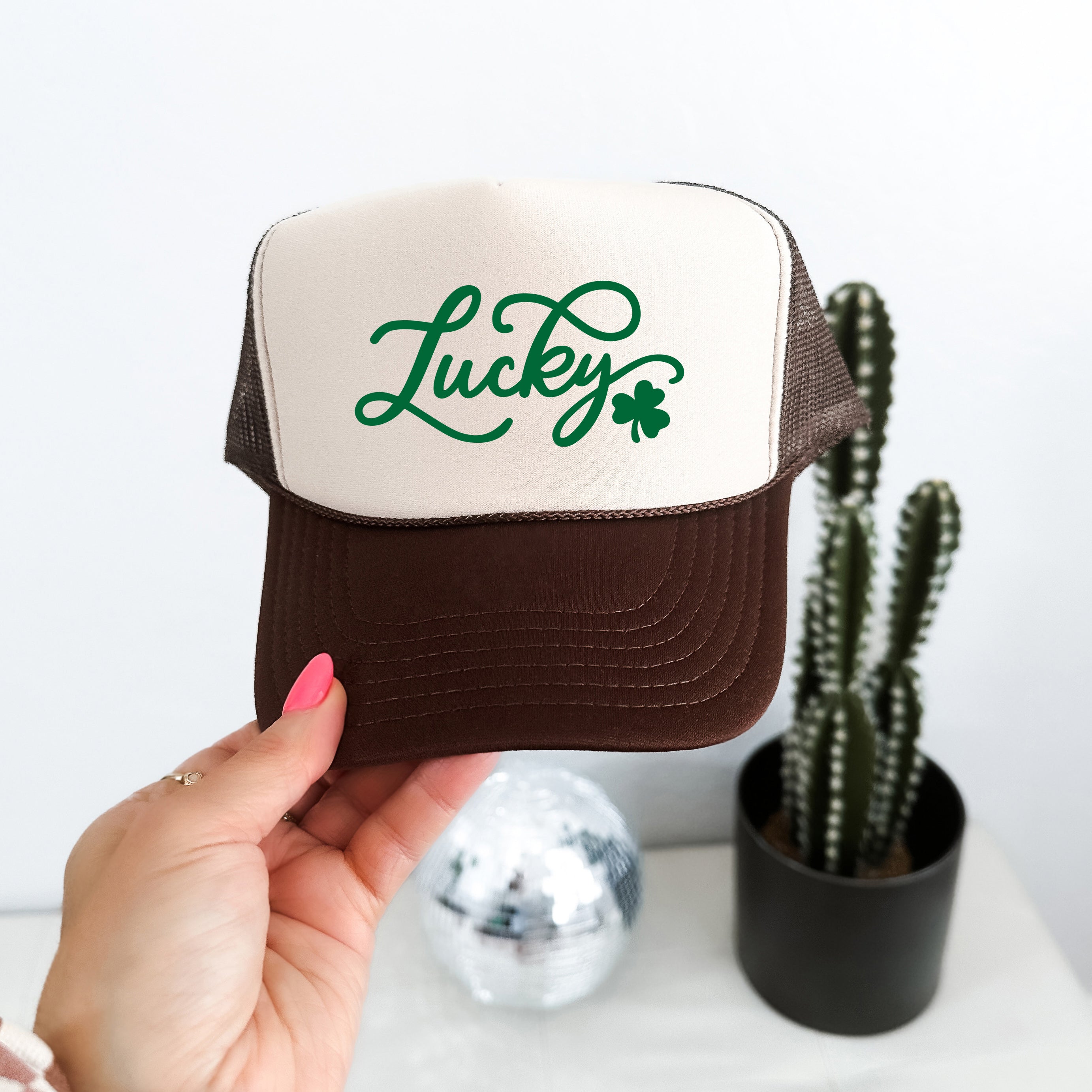 Cursive Lucky Clover | Foam Trucker Hat