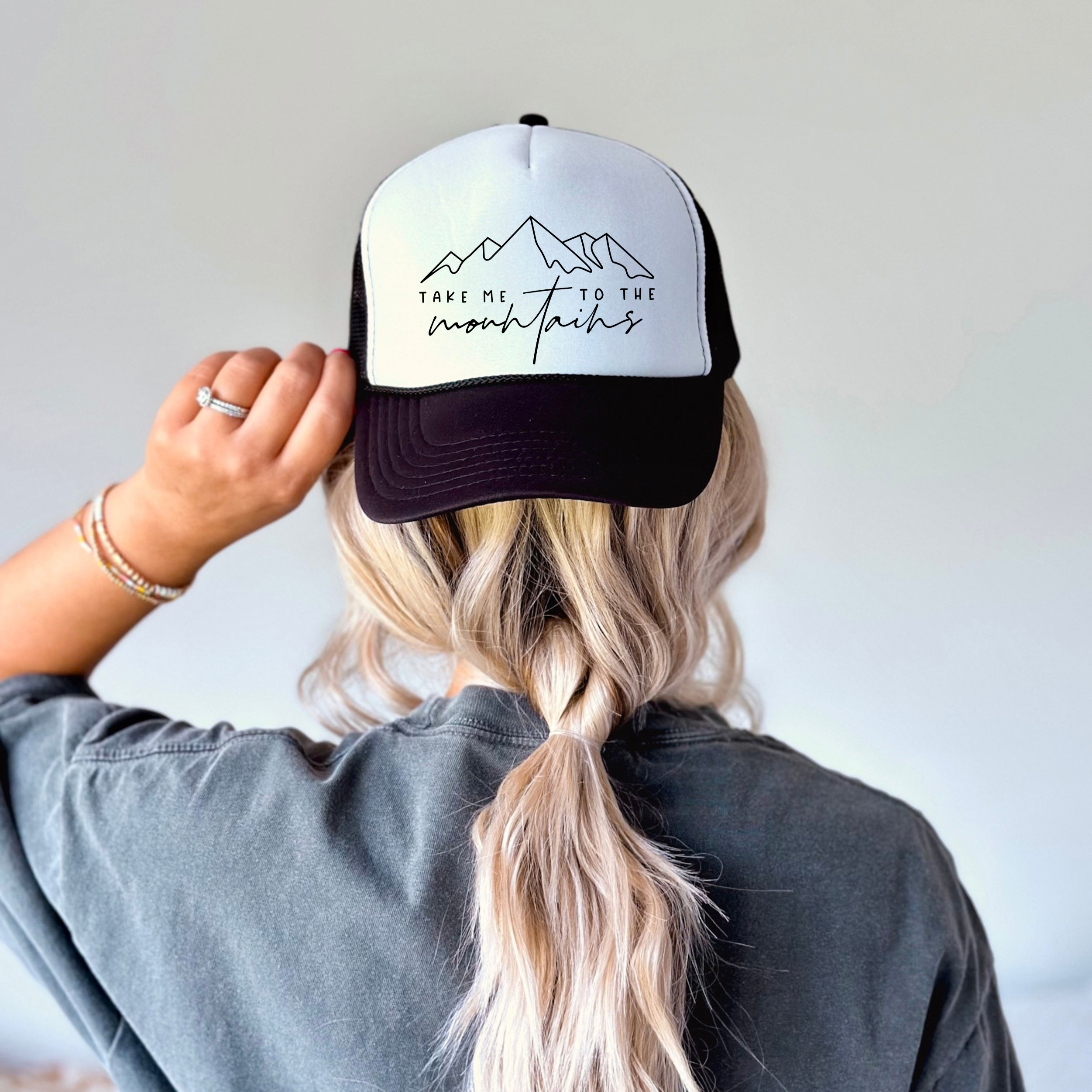 Take Me To The Mountains Cursive | Foam Trucker Hat