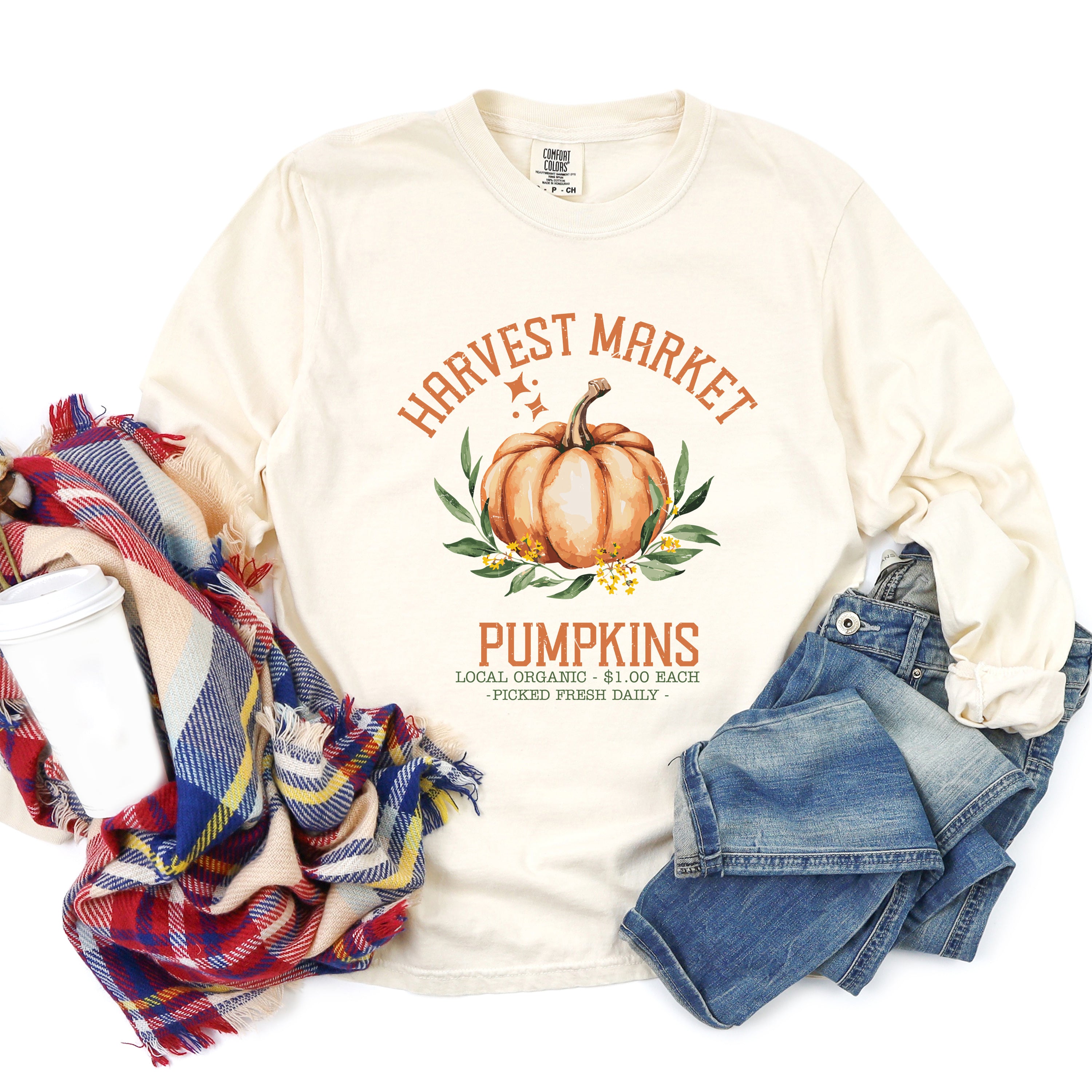 Harvest Market Pumpkin | Garment Dyed Long Sleeve