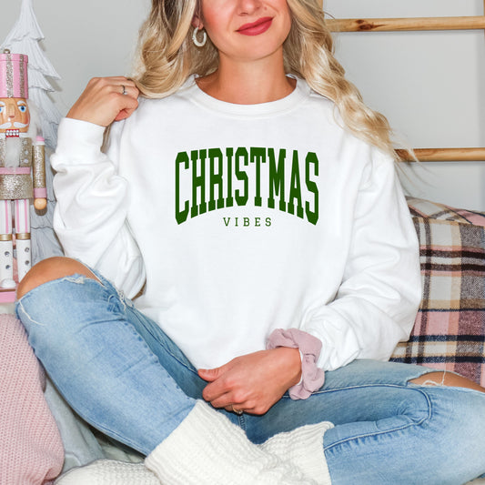 Clearance Christmas Vibes Varsity | Garment Dyed Sweatshirt