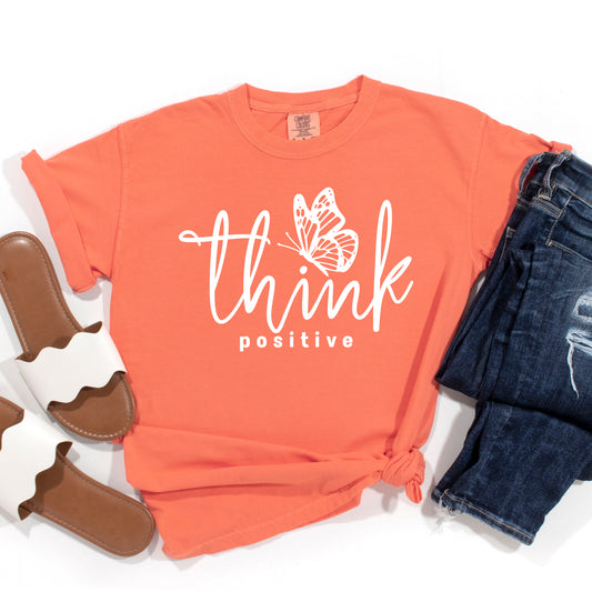 Think Positive Butterfly | Garment Dyed Short Sleeve Tee
