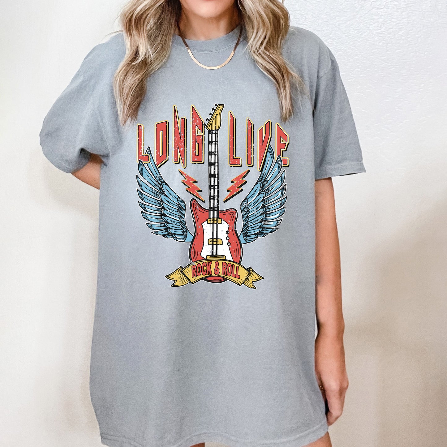 Long Live Rock And Roll Colorful | Garment Dyed Short Sleeve Tee
