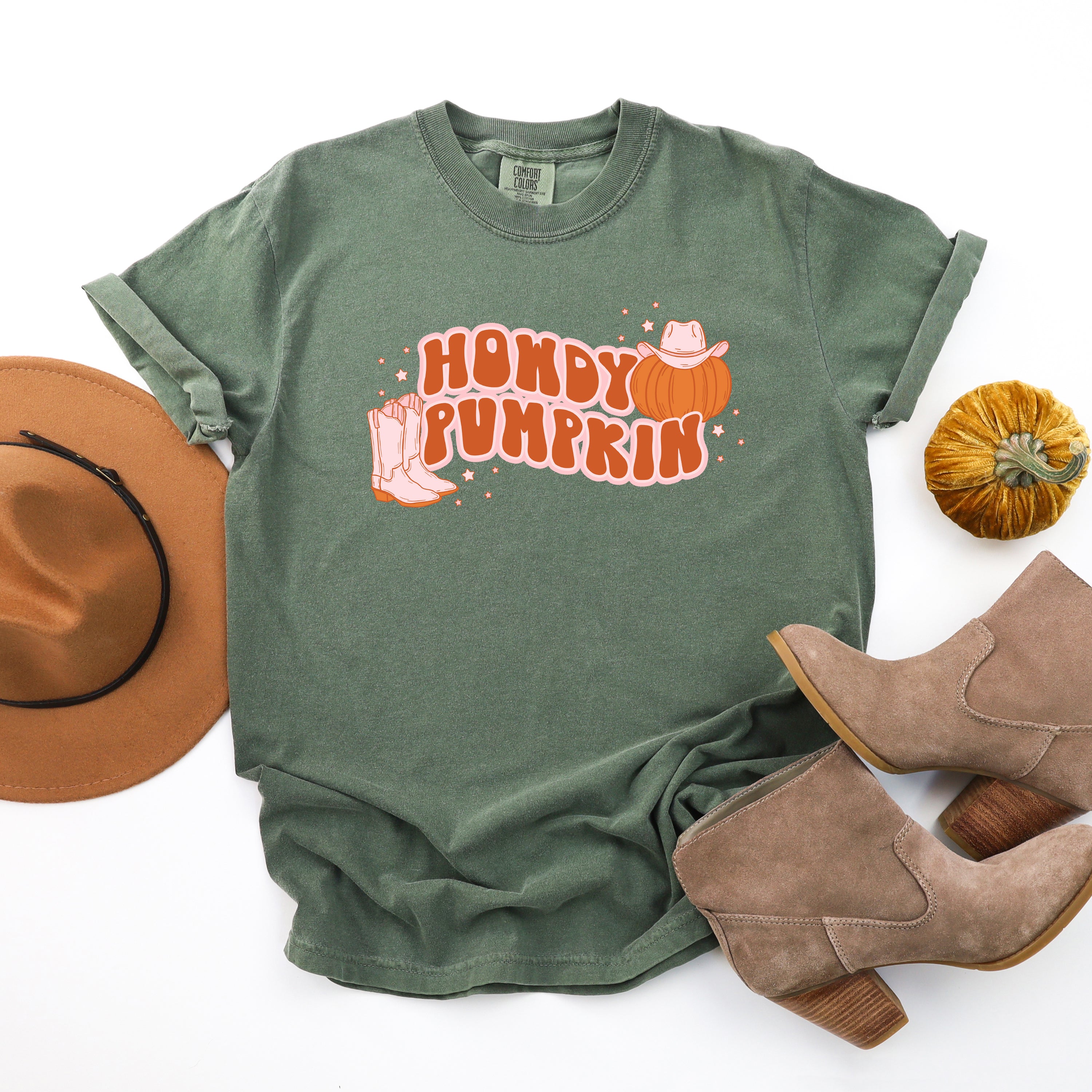 Howdy Pumpkin Boots | Garment Dyed Tee