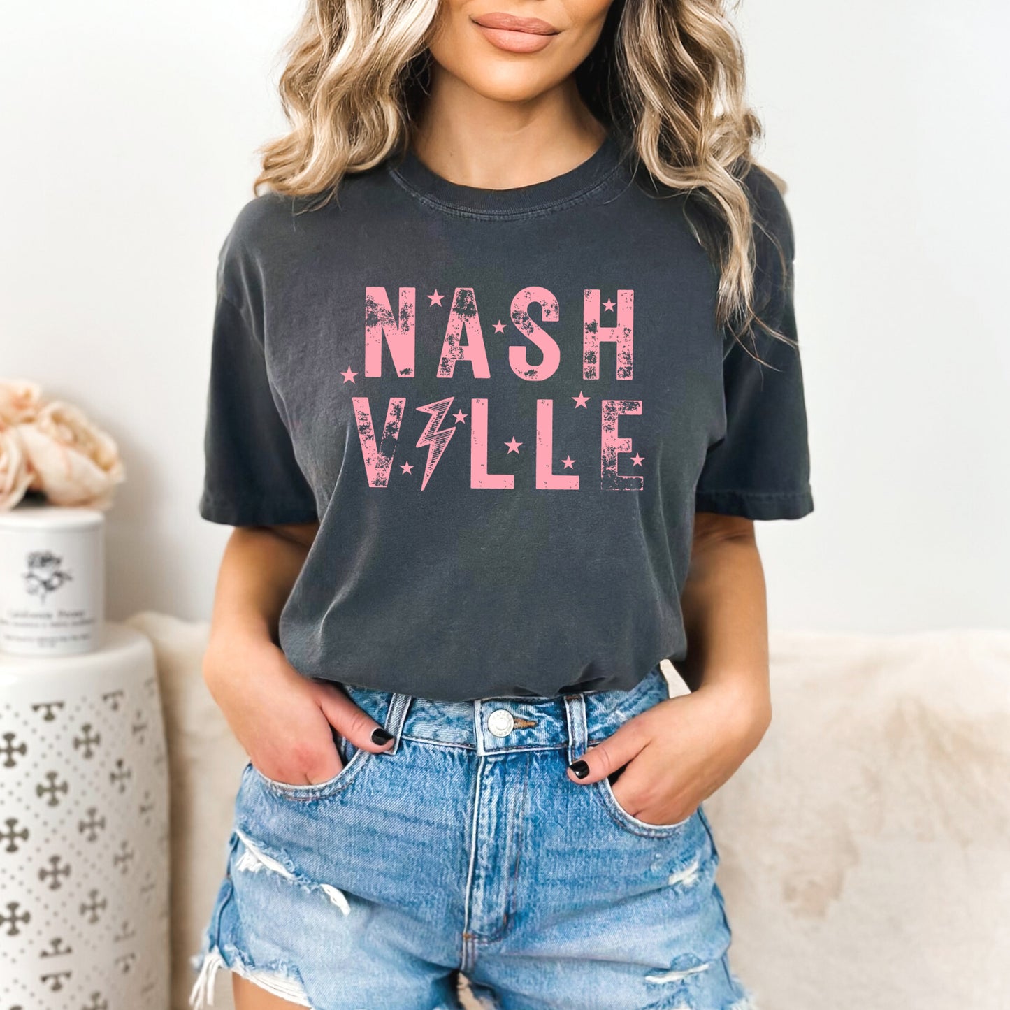 Pink Nashville | Garment Dyed Short Sleeve Tee