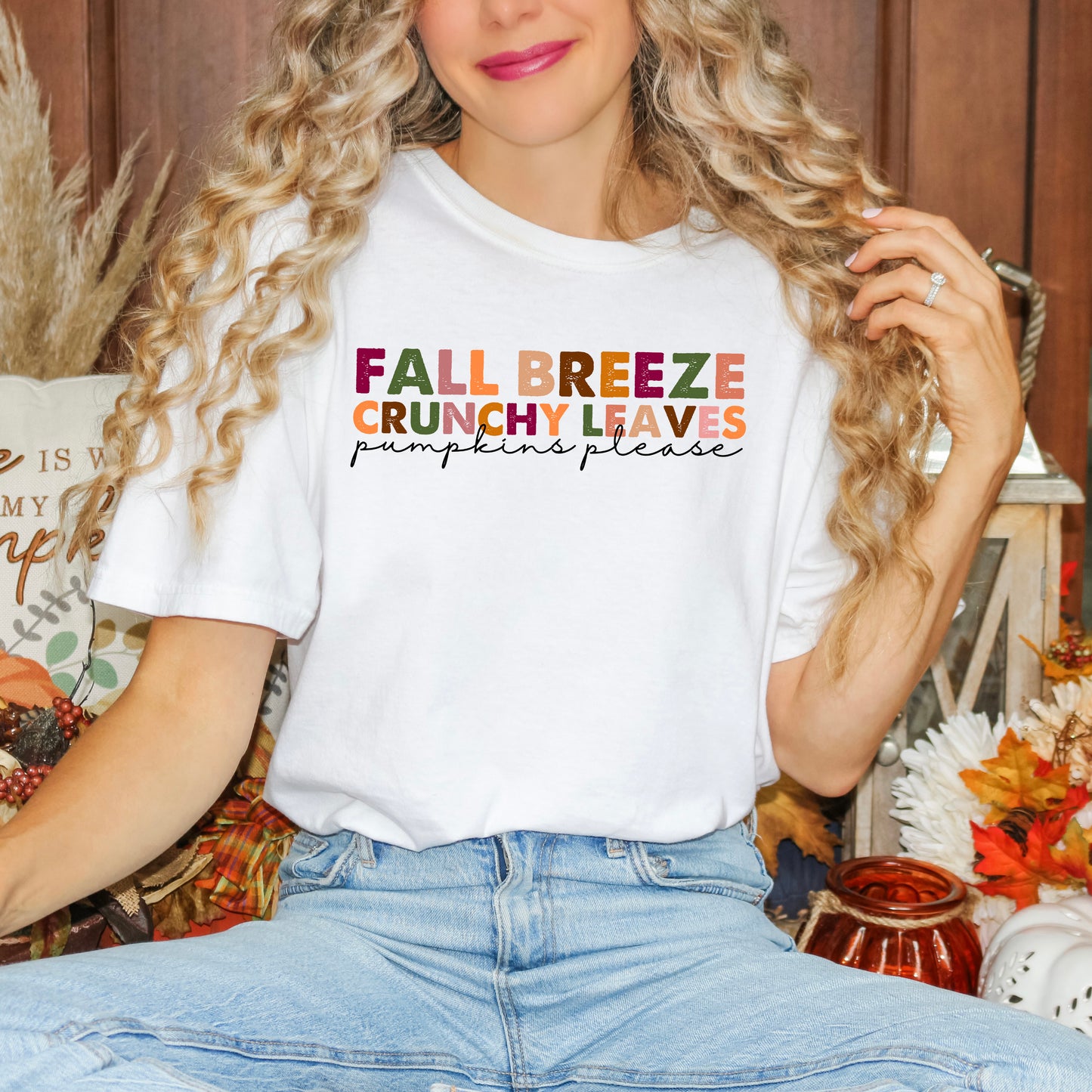 Fall Breeze Crunch Leaves Colorful | Garment Dyed Tee