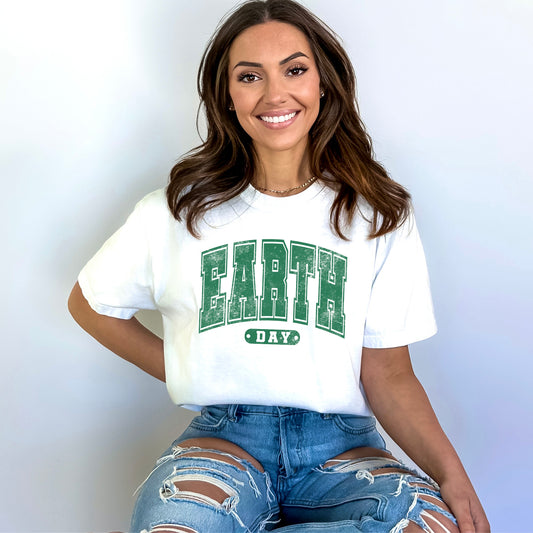 Earth Day Varsity | Garment Dyed Short Sleeve Tee