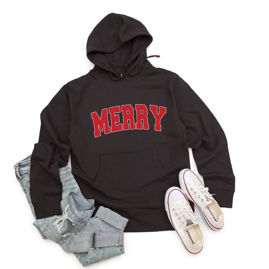 Merry Varsity White Outline | Hoodie