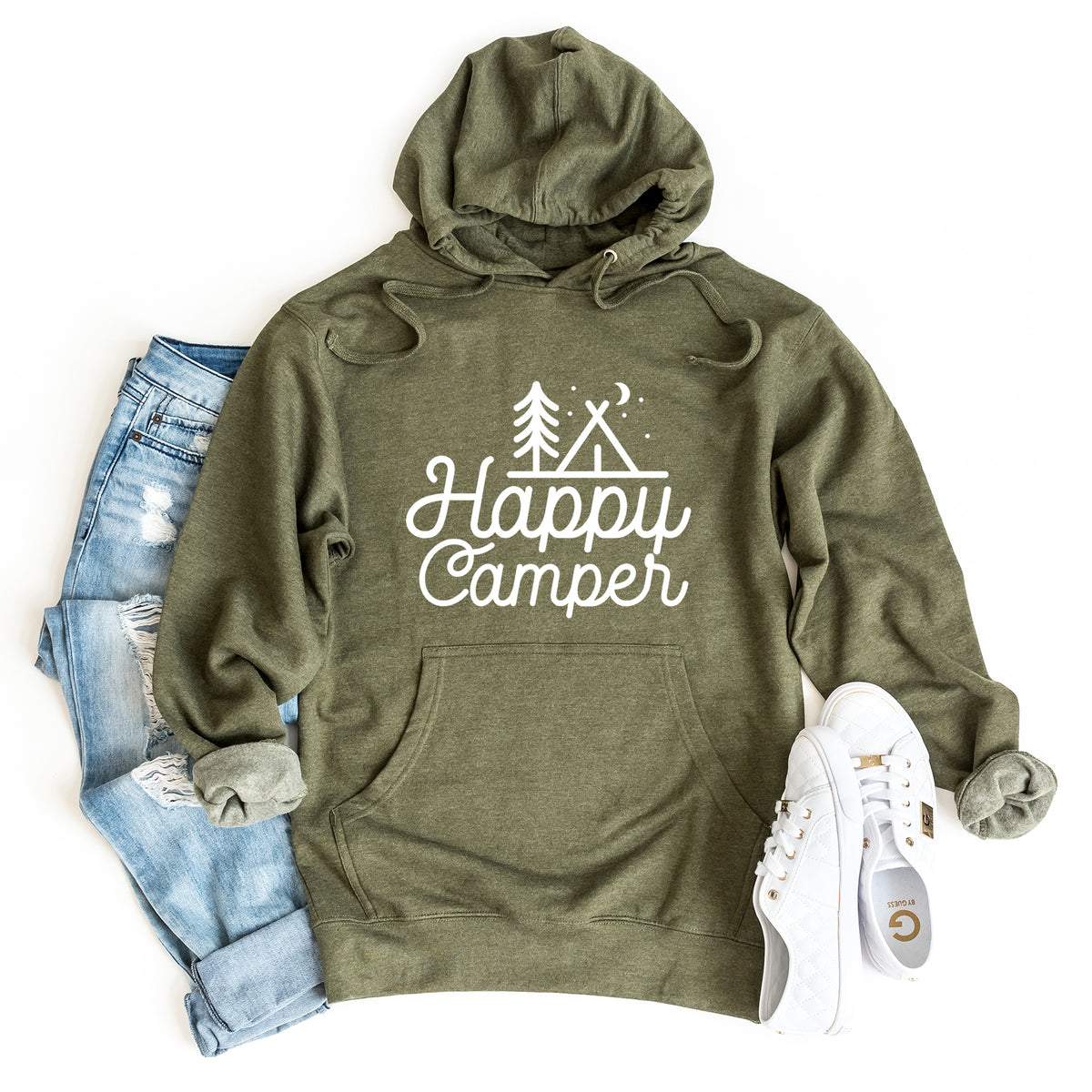camping hoodie Happy Camper Tent
