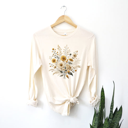 Cream And Gold Bouquet | Long Sleeve Graphic Tee
