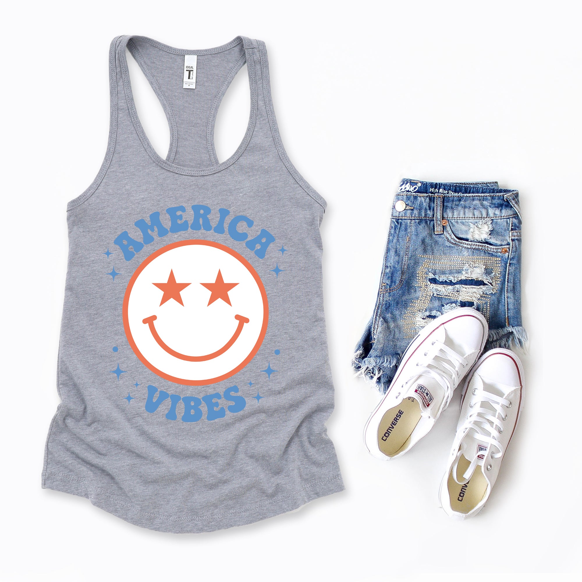 America Vibes Smiley | Racerback Tank
