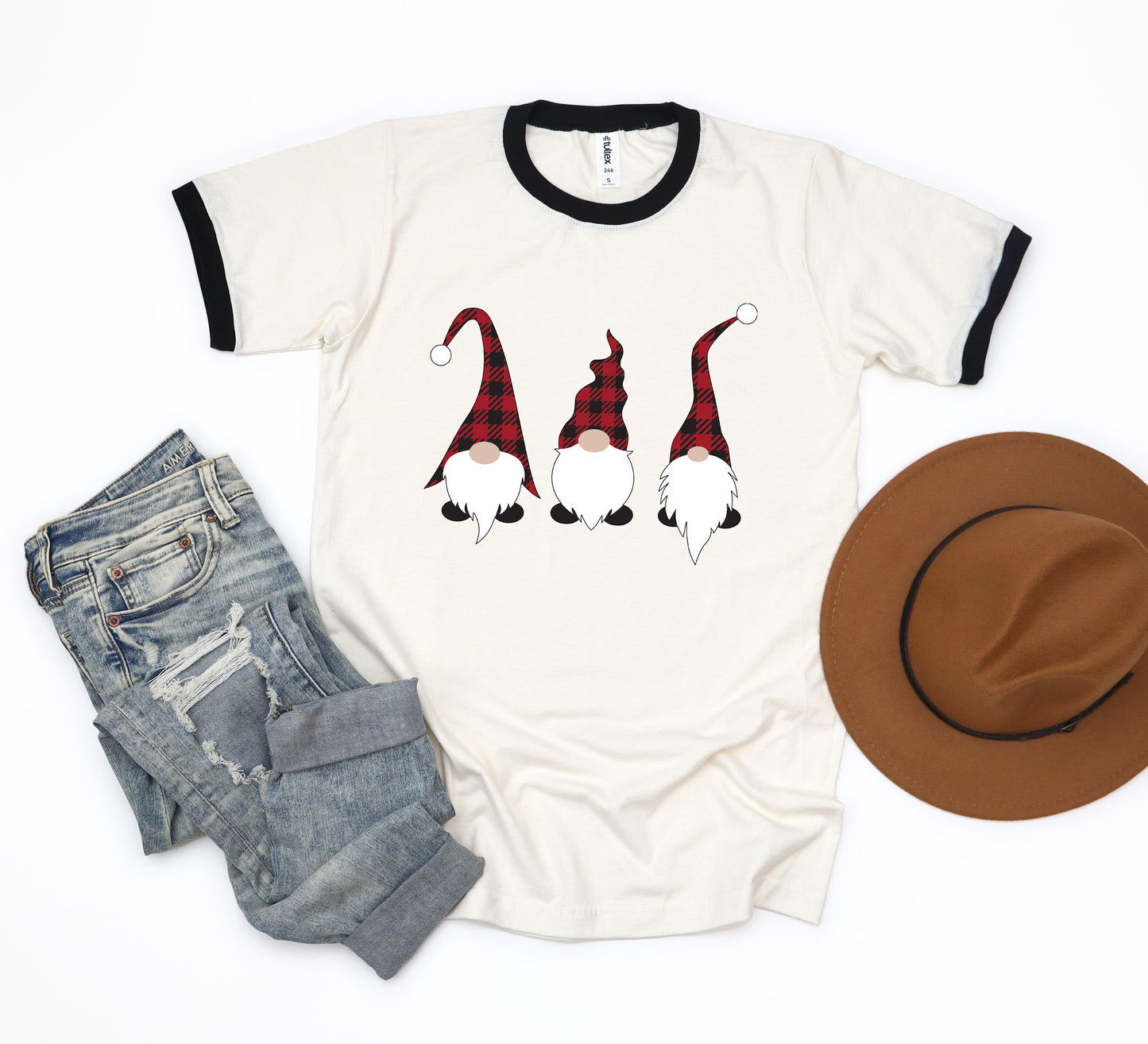 Buffalo Check Gnomes | Ringer Tee