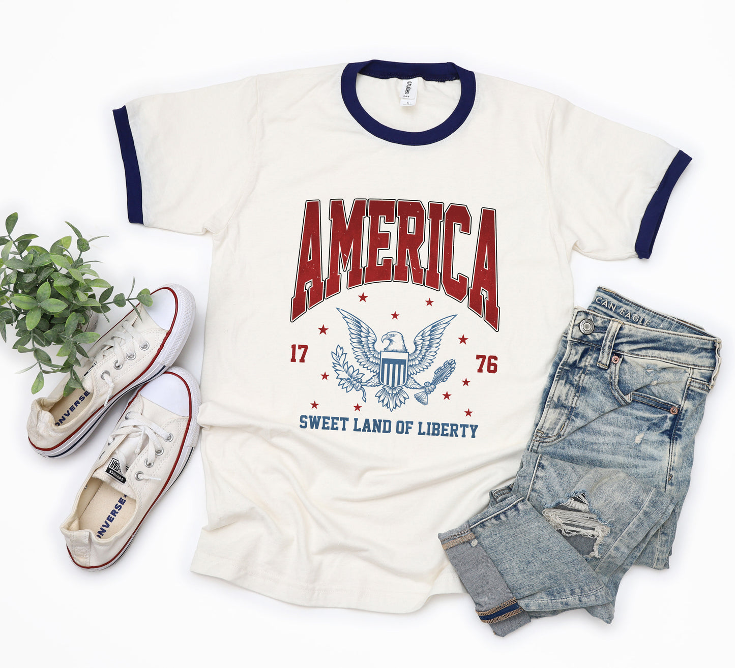 America Land Of Liberty Eagle | Ringer Tee