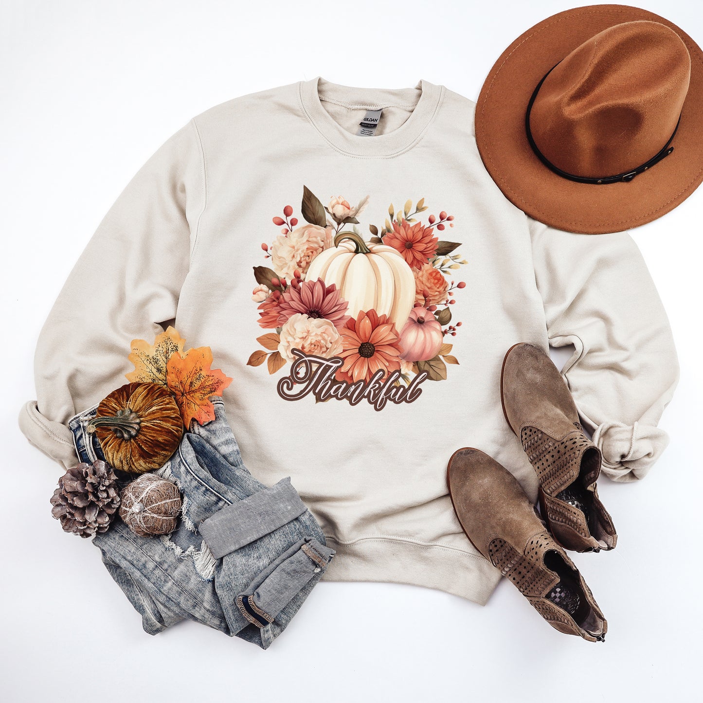 Thankful Pumpkin Floral | Sweatshirt