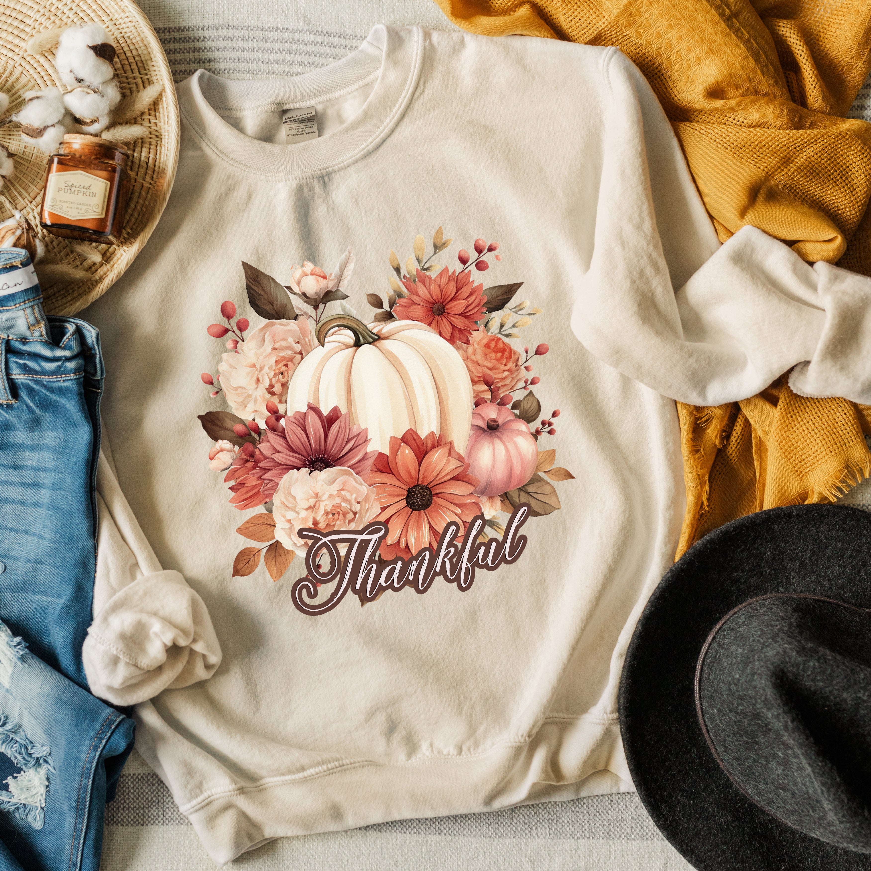 Thankful Pumpkin Floral | Sweatshirt