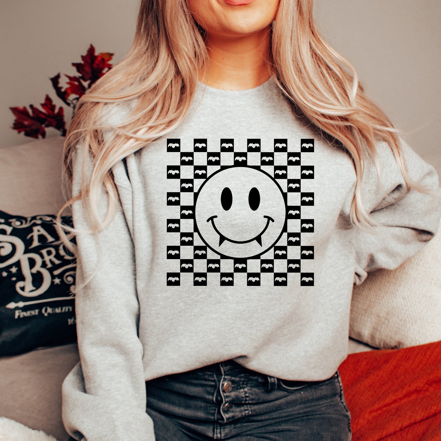 Halloween Bat Smiley Face | Graphic Sweatshirt