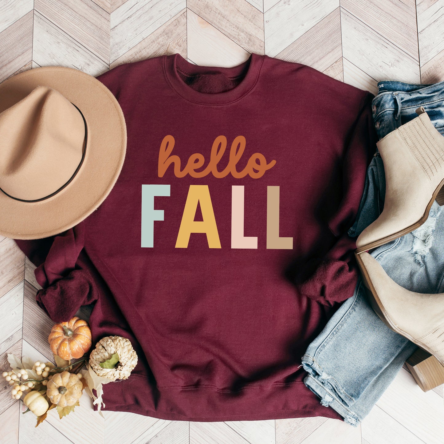 Hello Fall Colorful | Sweatshirt